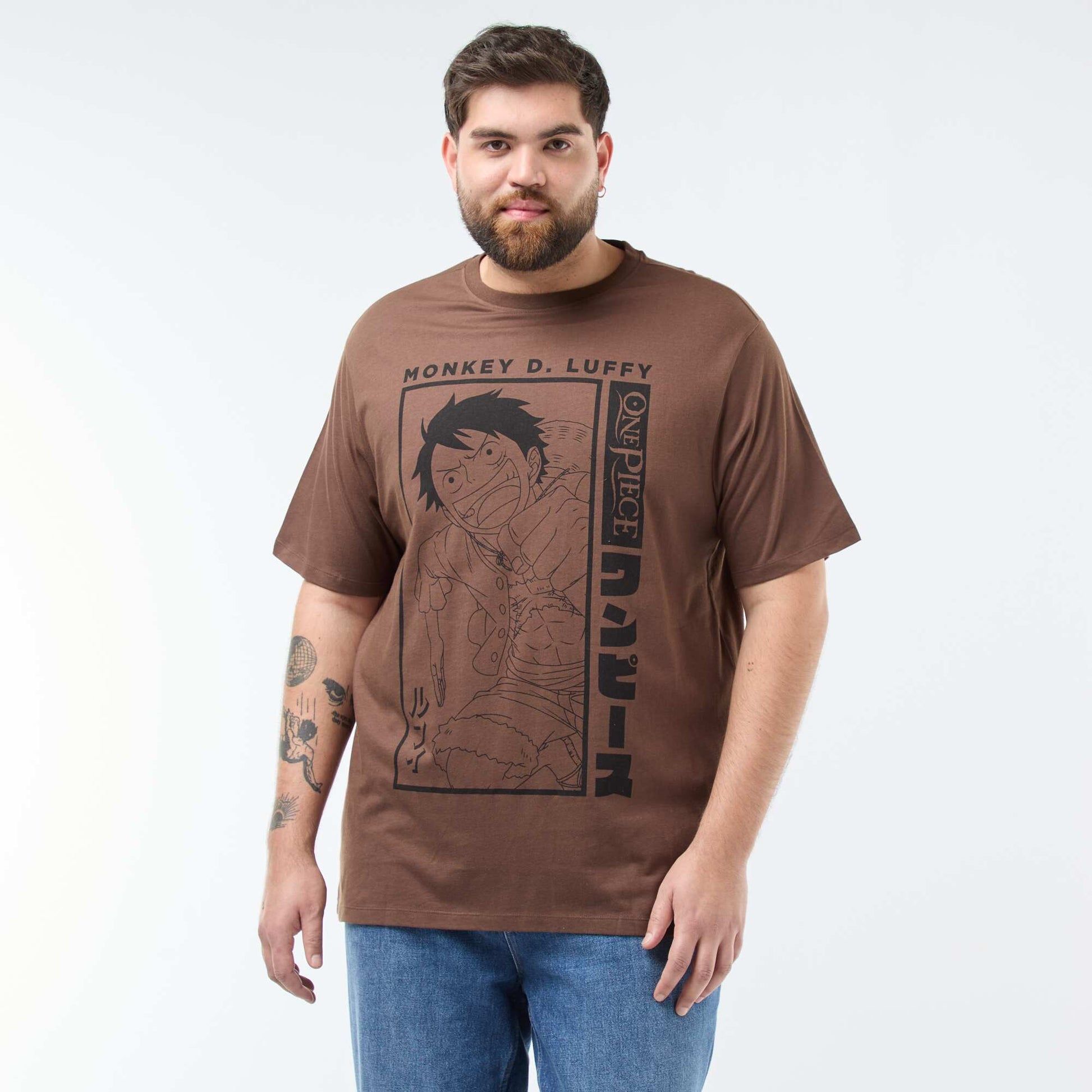 T-shirt imprimé 'One piece' en coton MARRON