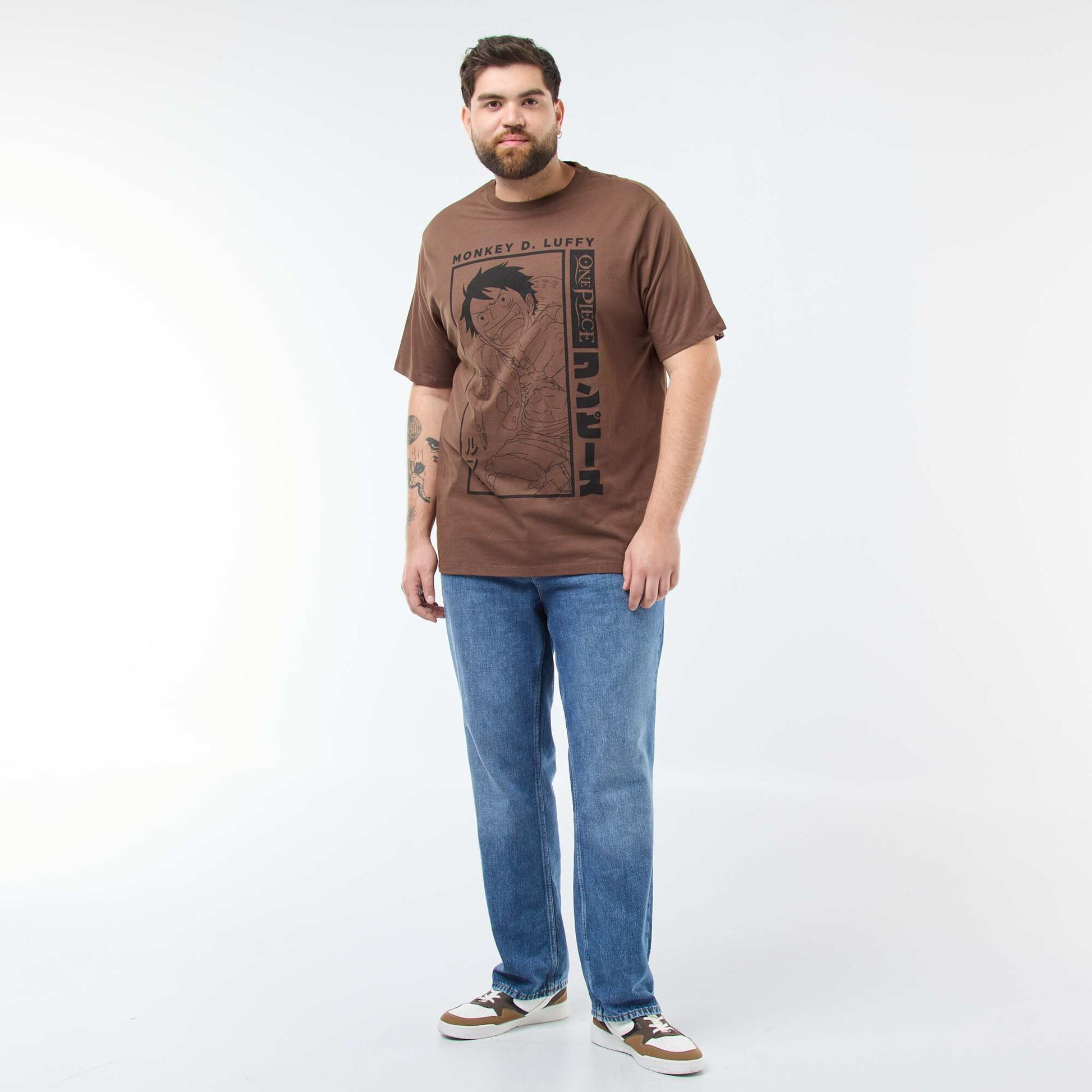 T-shirt imprimé 'One piece' en coton MARRON