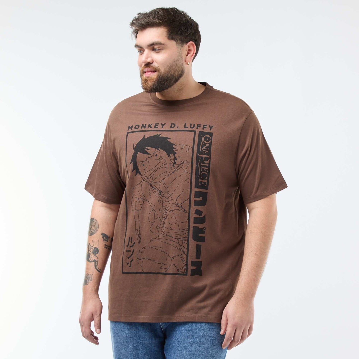 T-shirt imprimé 'One piece' en coton MARRON