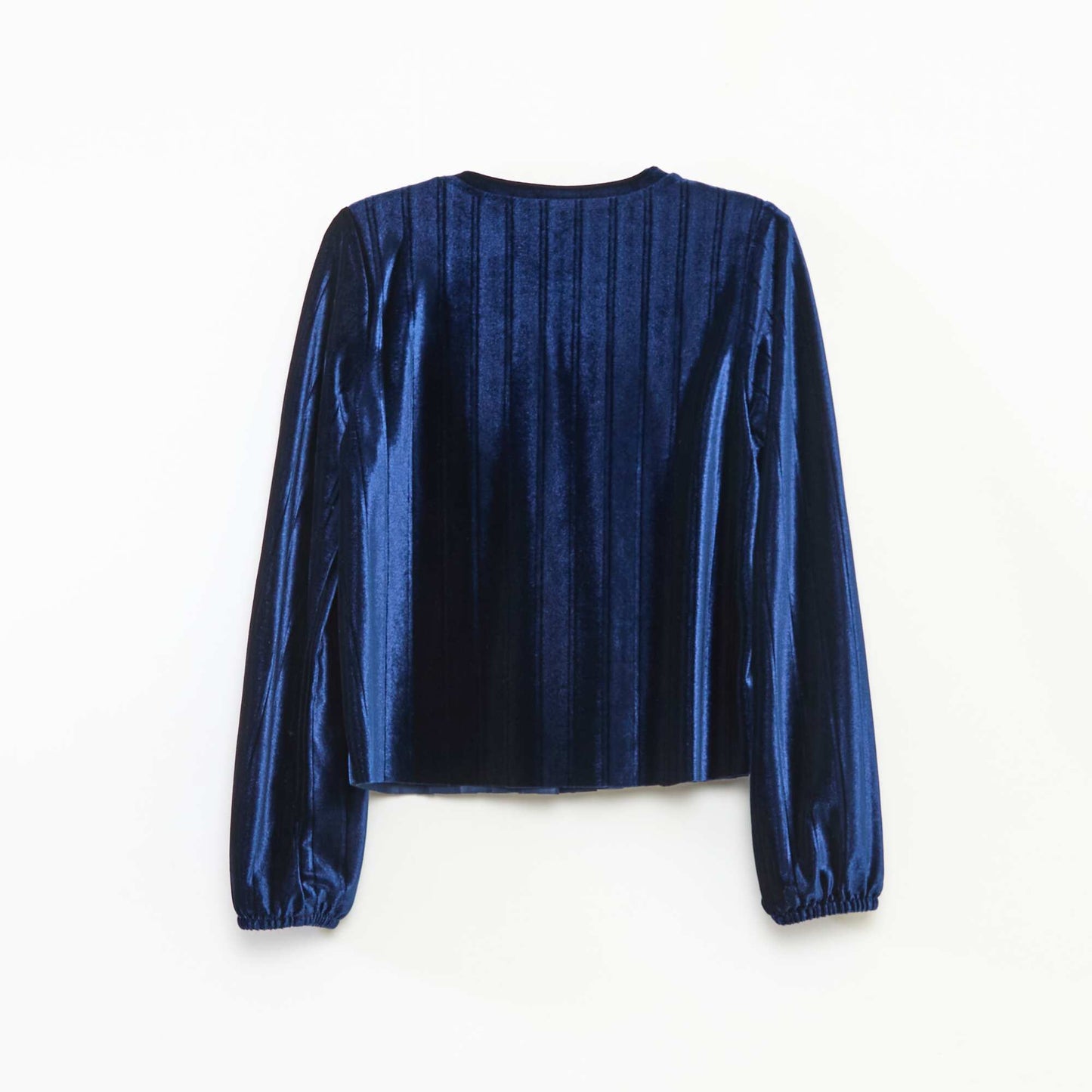 Haut en maille velvet côtelé avec nœud uni BLEU