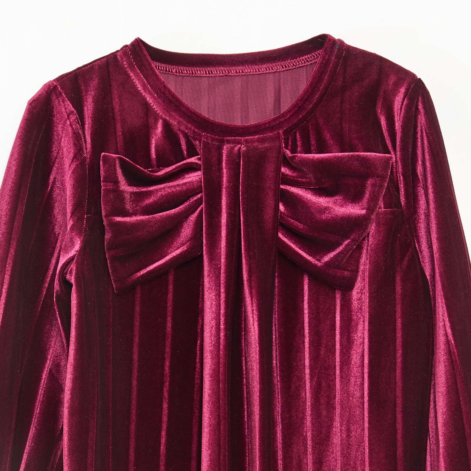 Haut en maille velvet côtelé avec nœud uni ROUGE