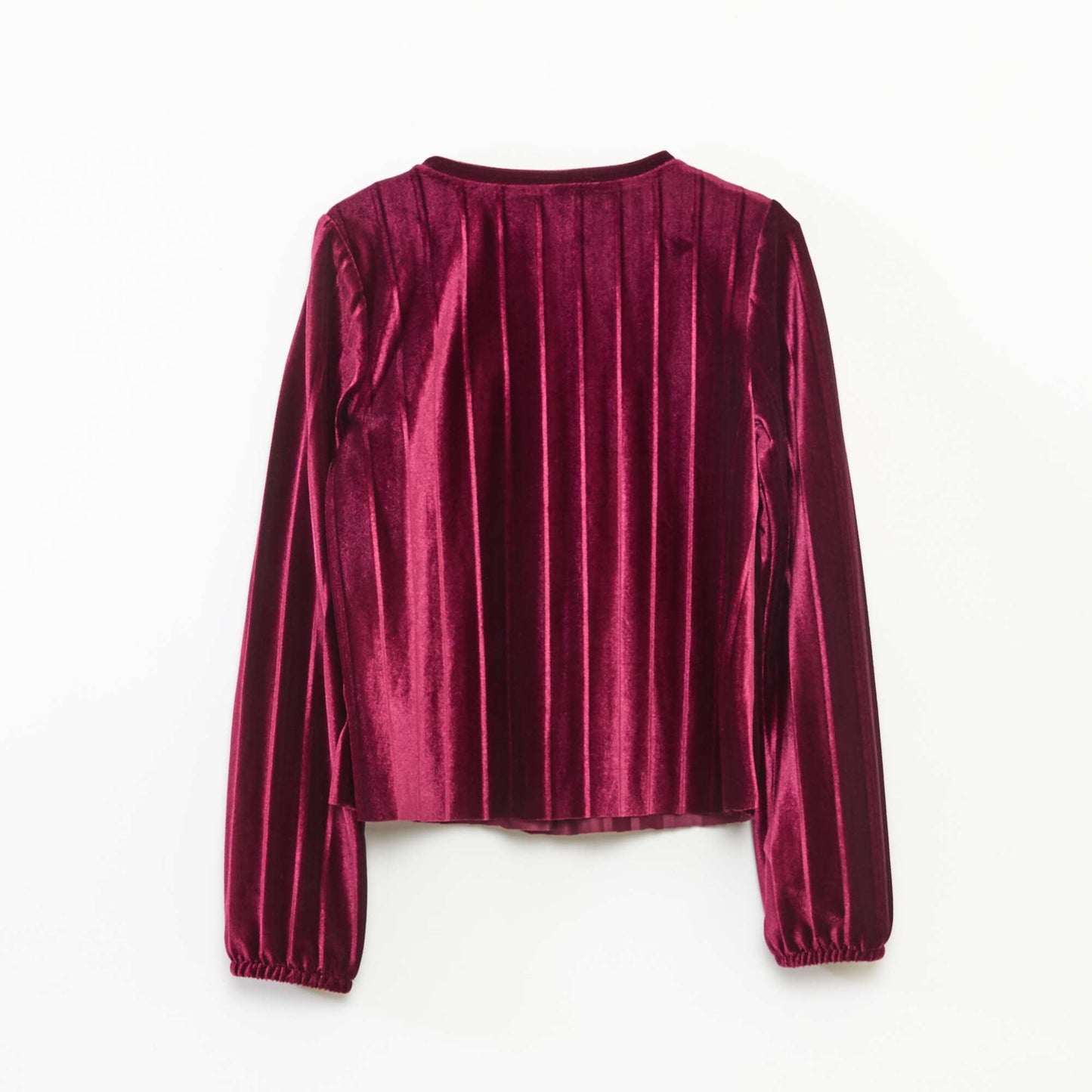 Haut en maille velvet côtelé avec nœud uni ROUGE