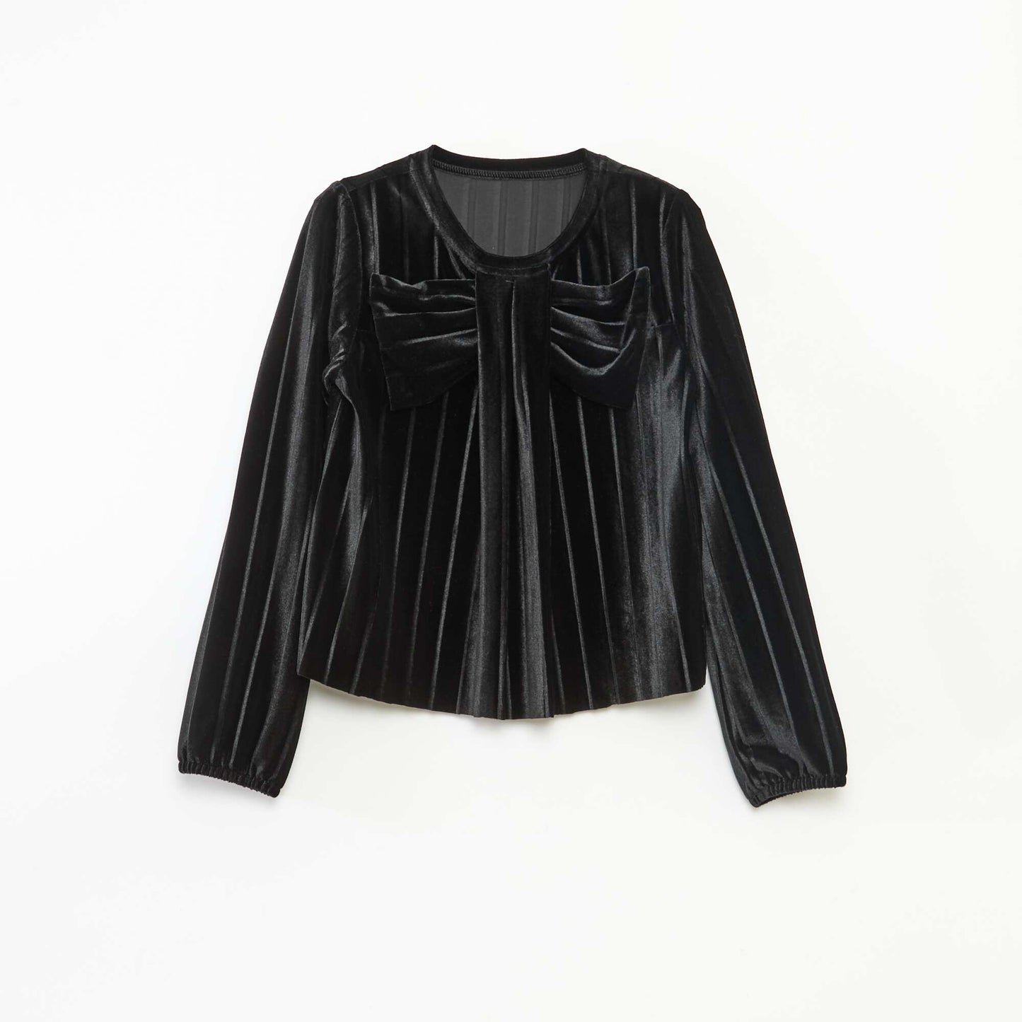 Haut en maille velvet côtelé avec nœud uni NOIR