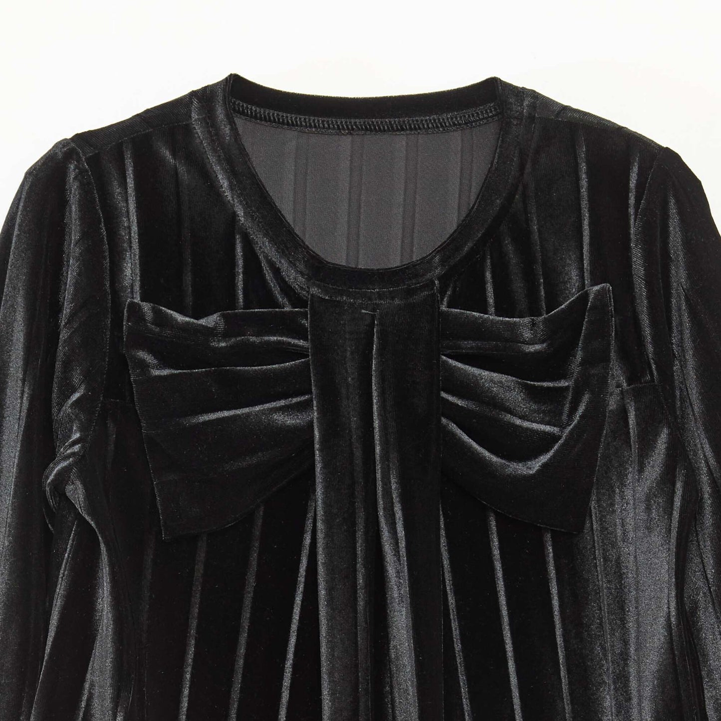 Haut en maille velvet côtelé avec nœud uni NOIR