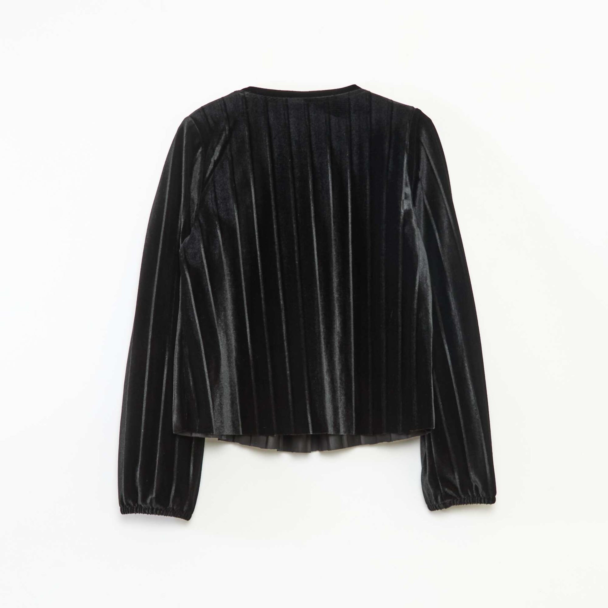Haut en maille velvet côtelé avec nœud uni NOIR
