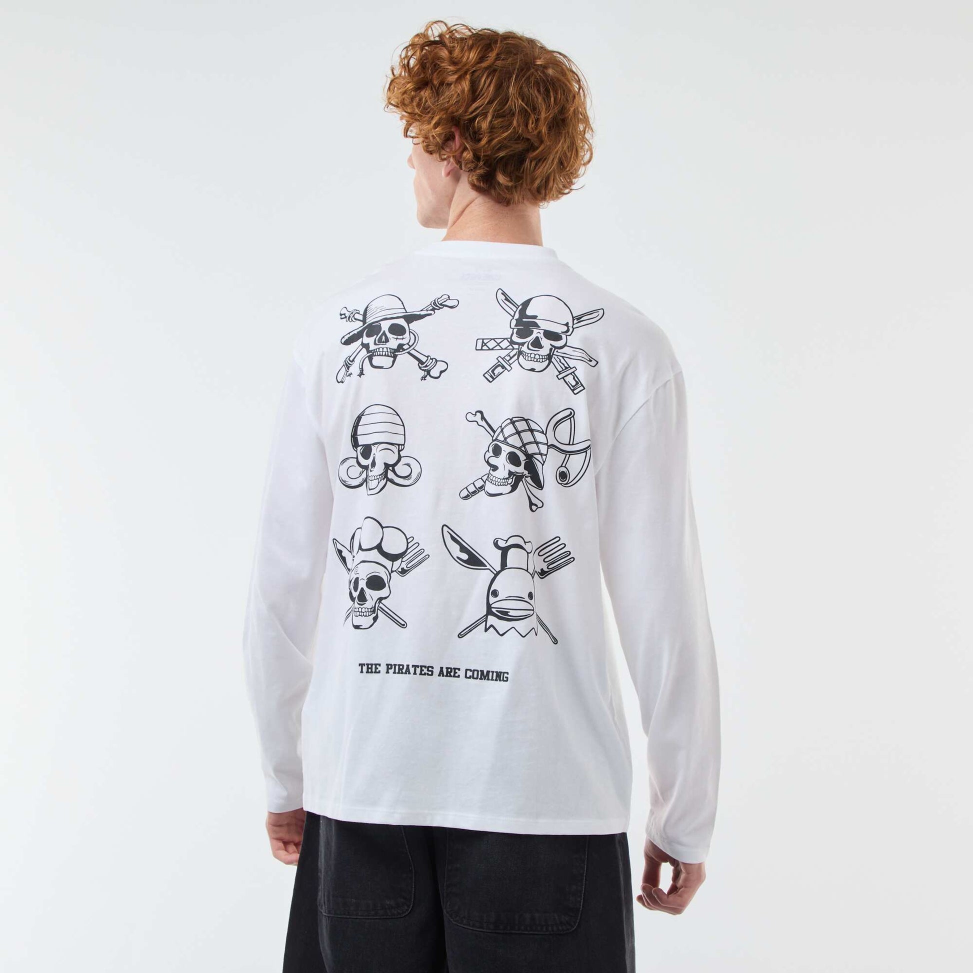 T-shirt 'fashion UK' One piece' manches courtes BLANC