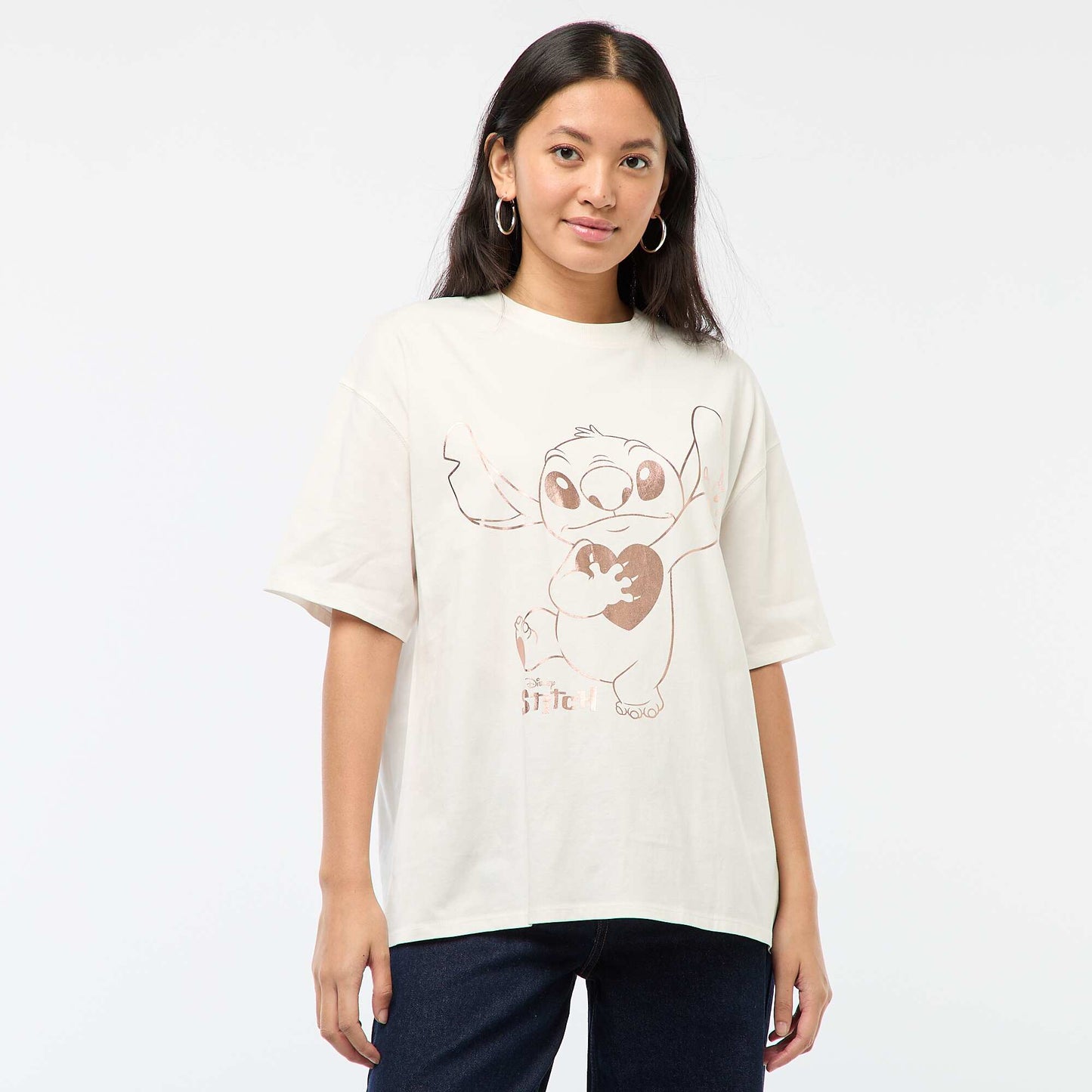 Tee-shirt imprimé 'Stitch' BLANC