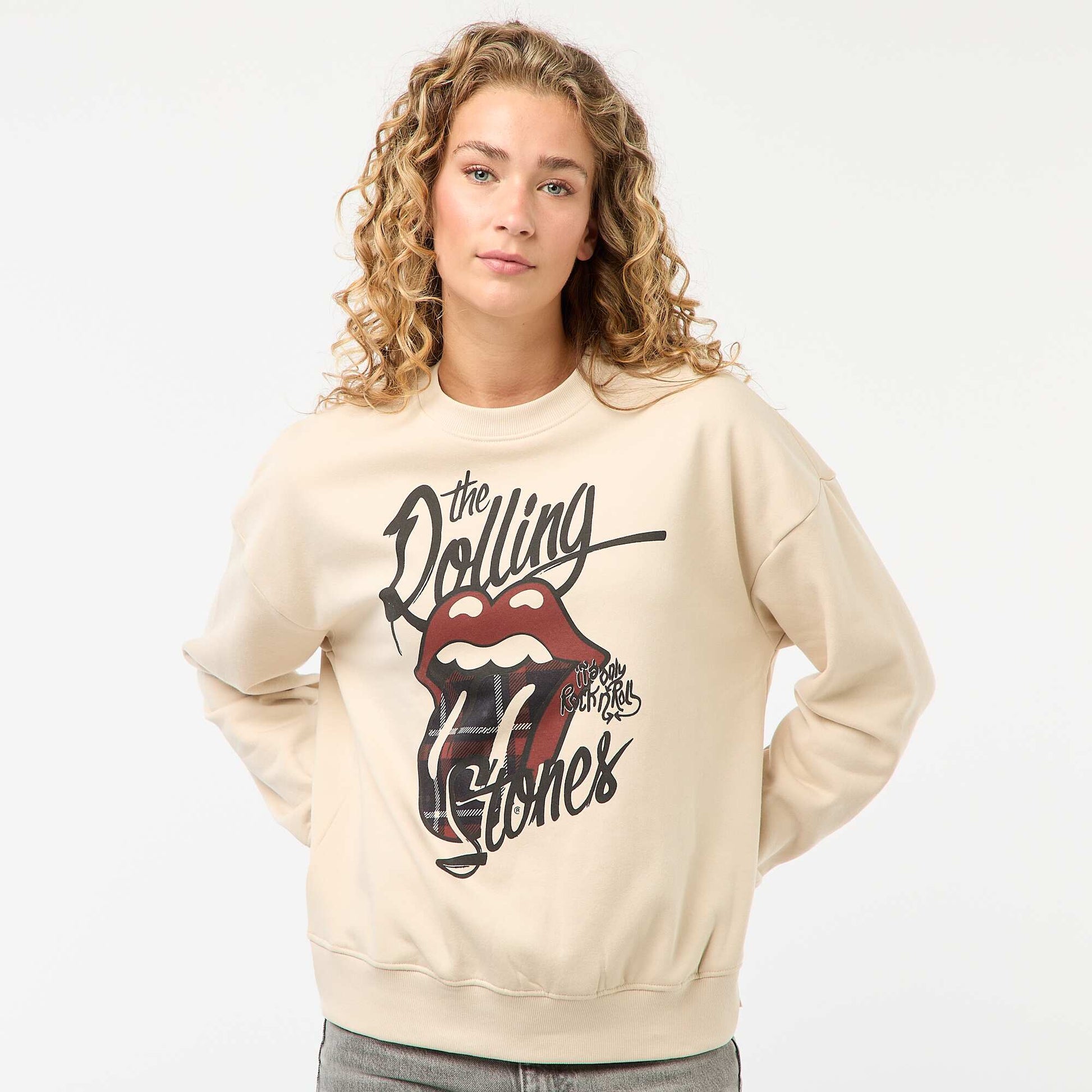 Sweat en molleton imprimé 'The Rolling Stones' GRIS