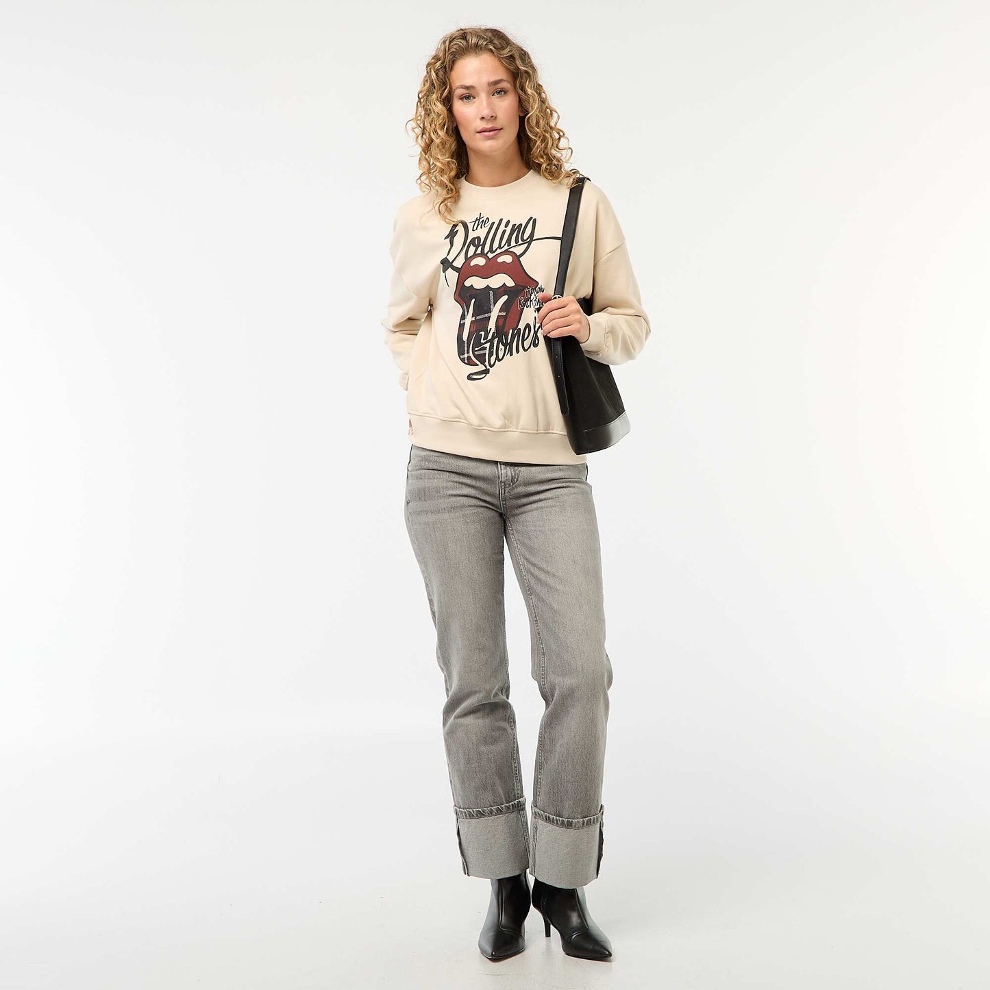 Sweat en molleton imprimé 'The Rolling Stones' GRIS