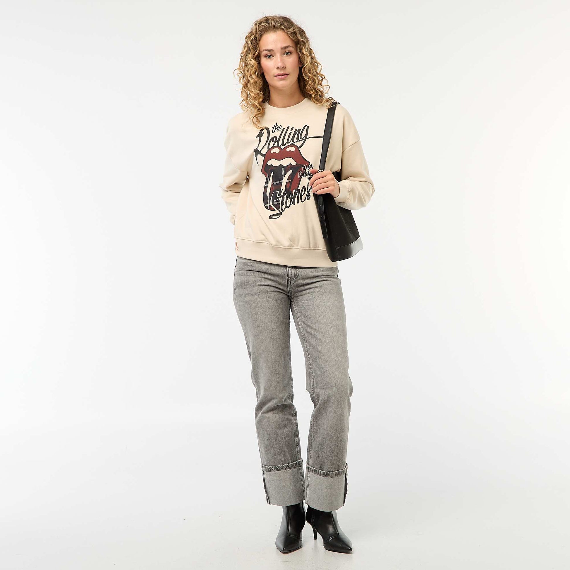 Sweat en molleton imprimé 'The Rolling Stones' GRIS