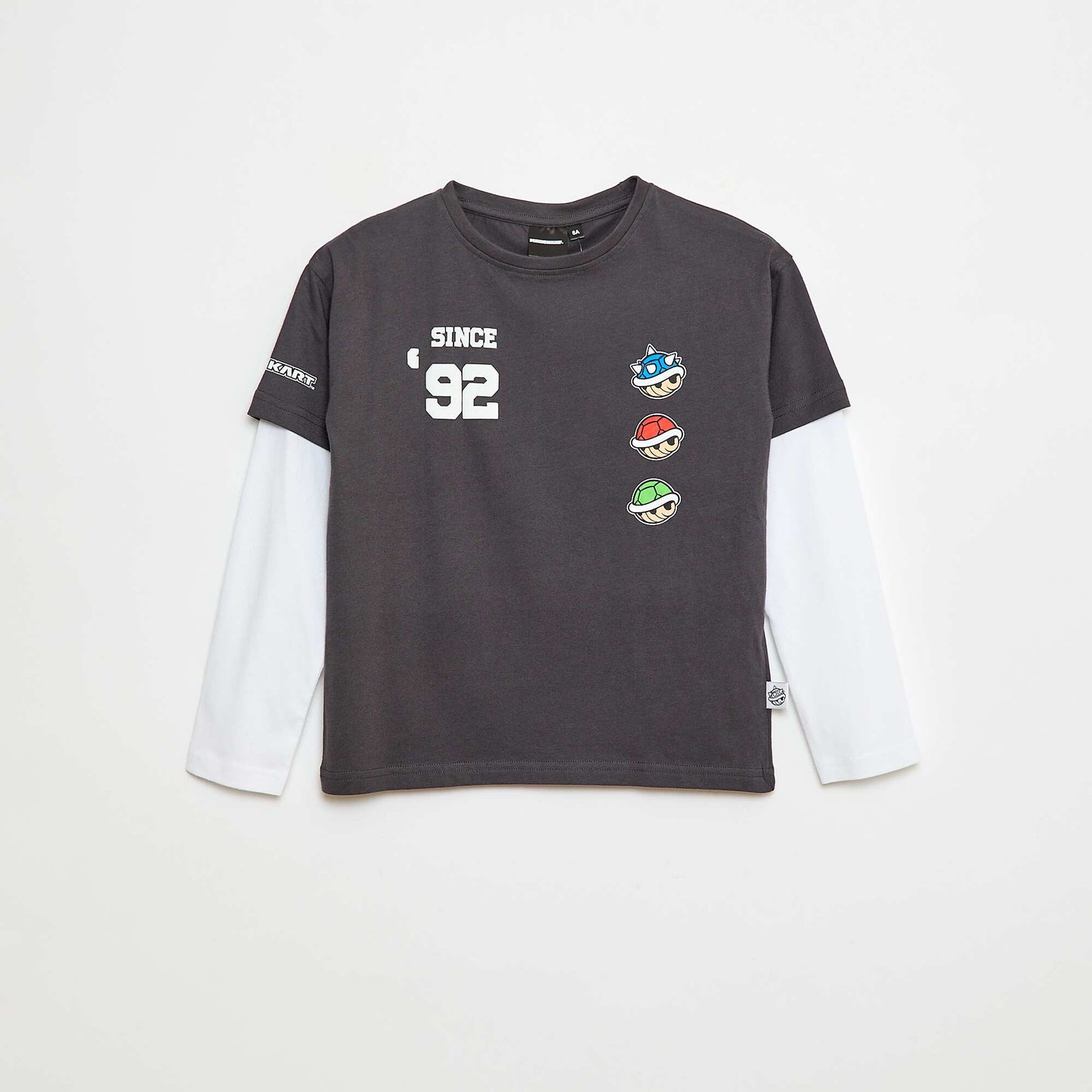 T-shirt doubles manches 'Fashion UK' 'Mario en coton NOIR