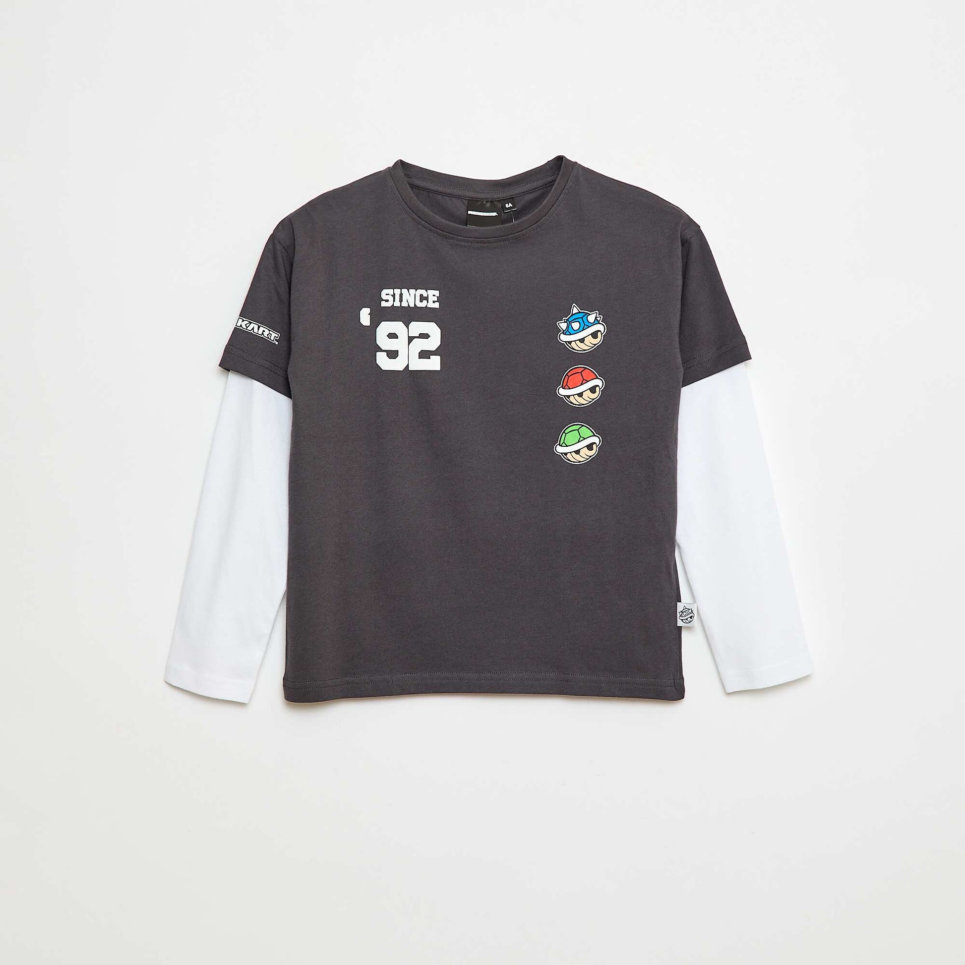 T-shirt doubles manches 'Fashion UK' 'Mario en coton NOIR