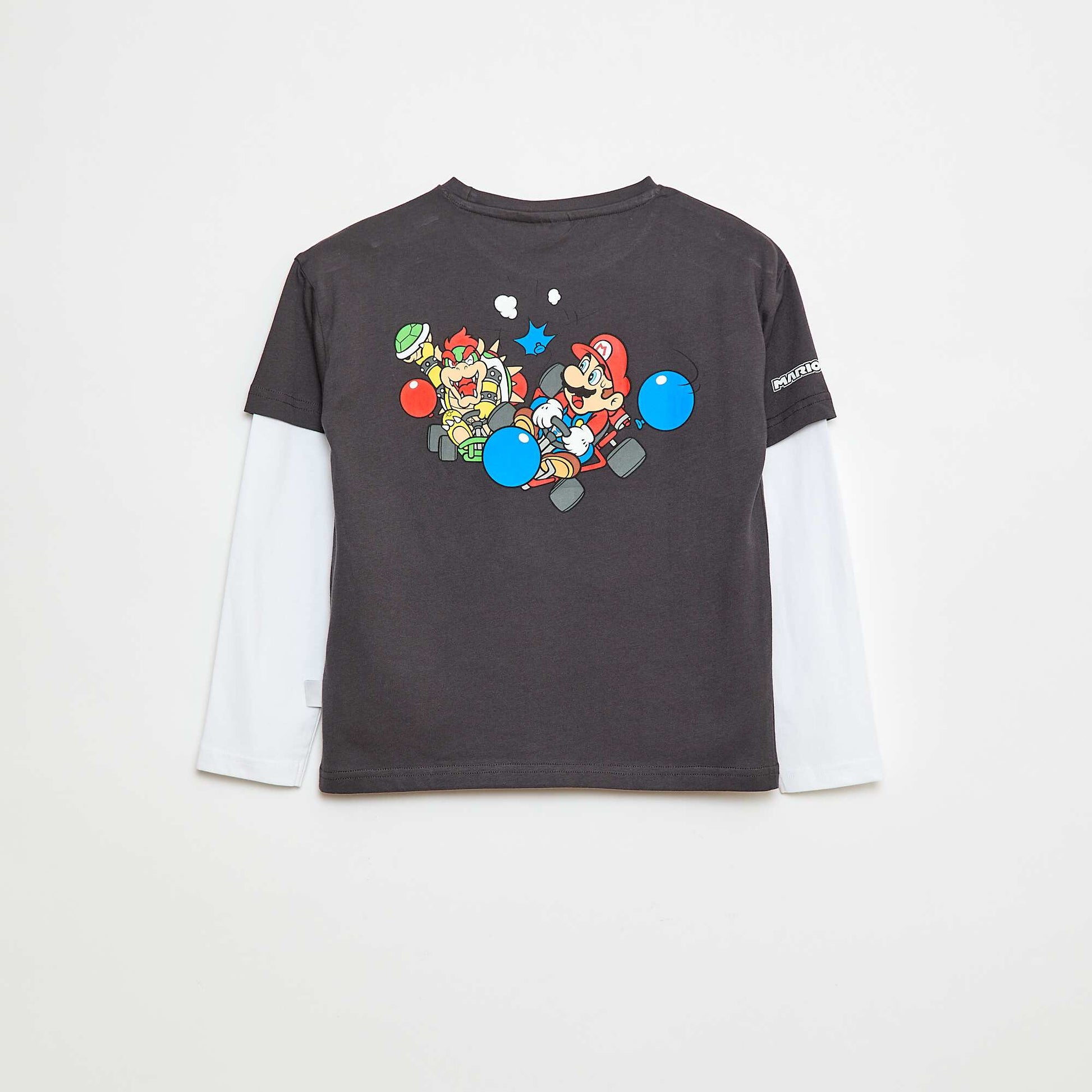 T-shirt doubles manches 'Fashion UK' 'Mario en coton NOIR