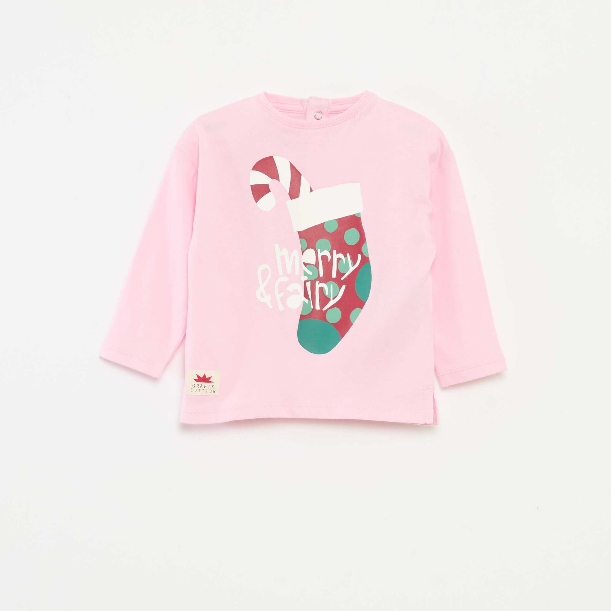T-shirt manches longues en jersey coton ROSE