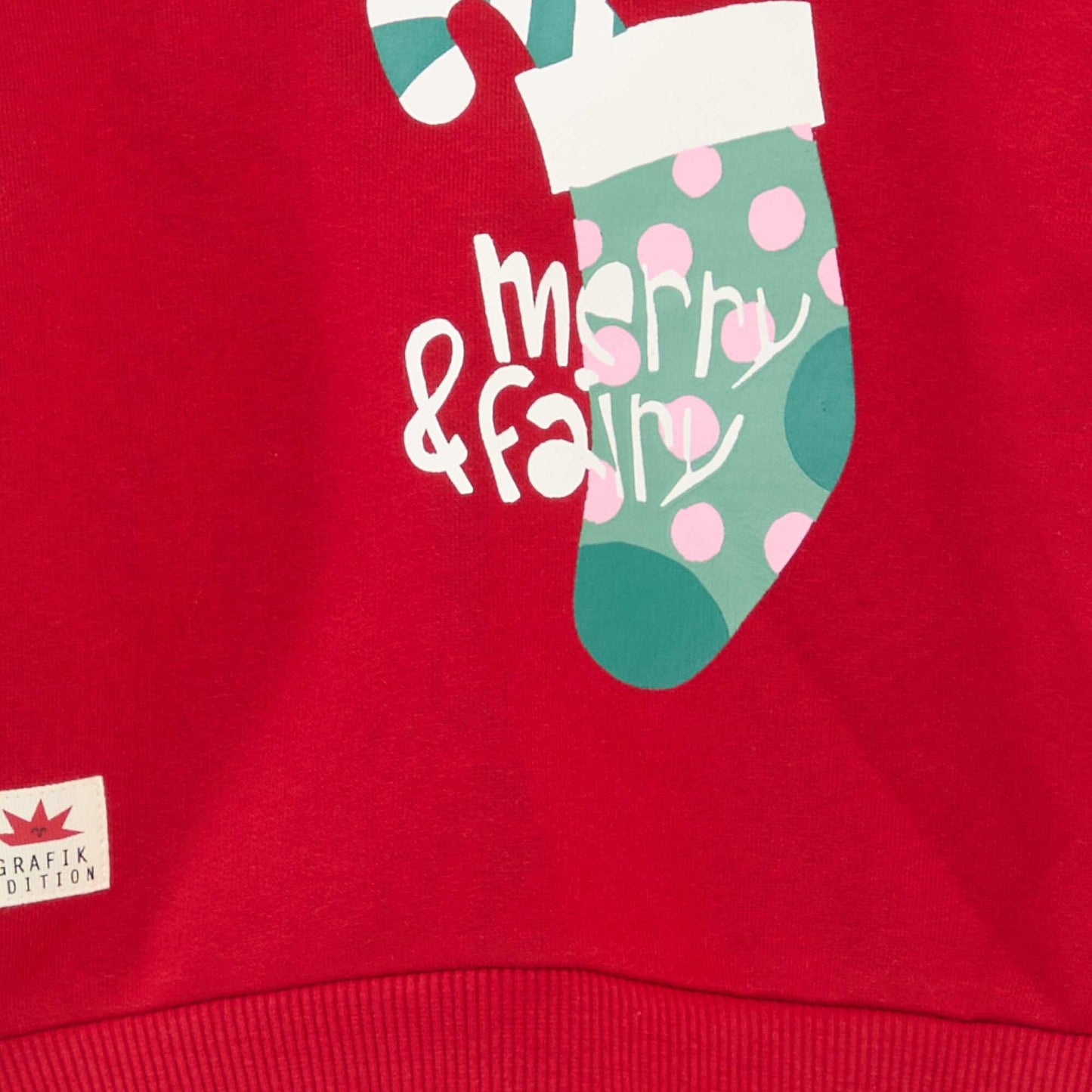 Sweat imprimé Noël en jersey coton ROUGE