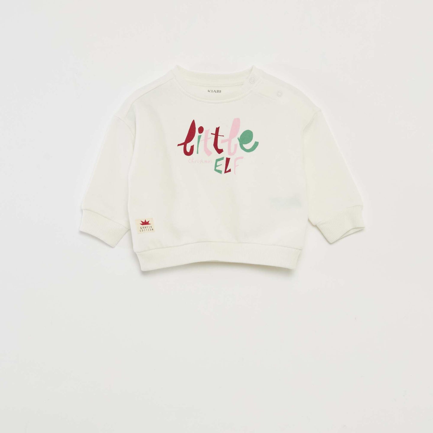Sweat imprimé Noël en jersey coton BLANC