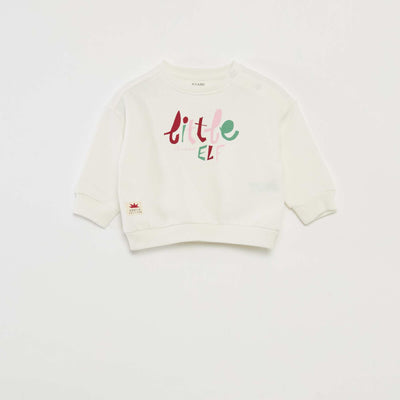 Sweat imprimé Noël en jersey coton BLANC