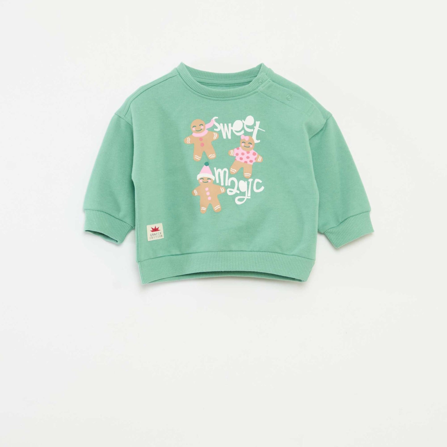 Sweat imprimé Noël en jersey coton VERT