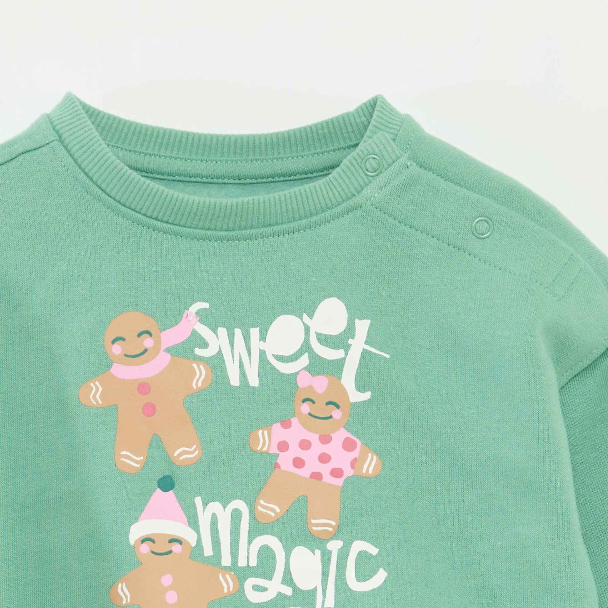 Sweat imprimé Noël en jersey coton VERT