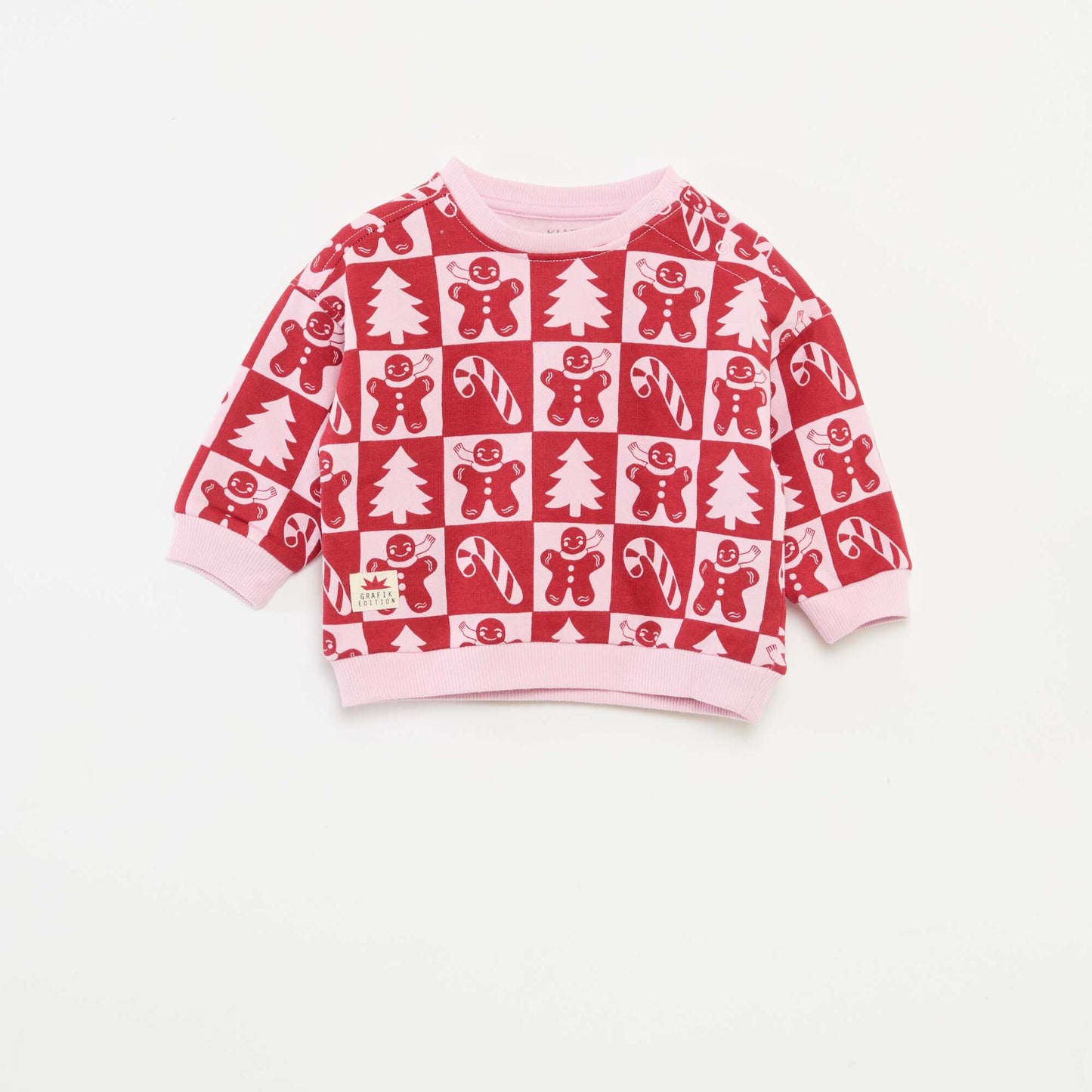 Sweat imprimé Noël en jersey coton ROSE