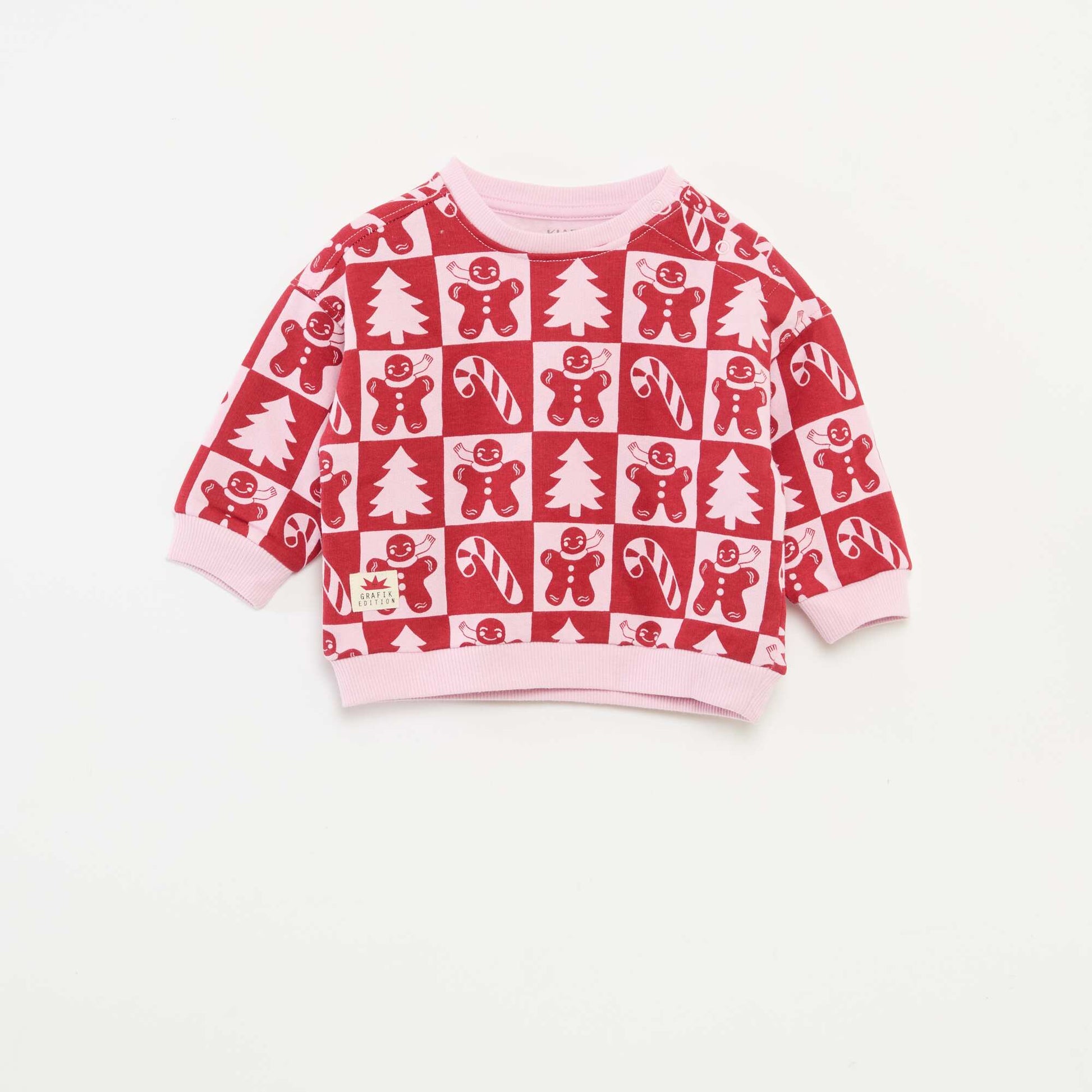 Sweat imprimé Noël en jersey coton ROSE