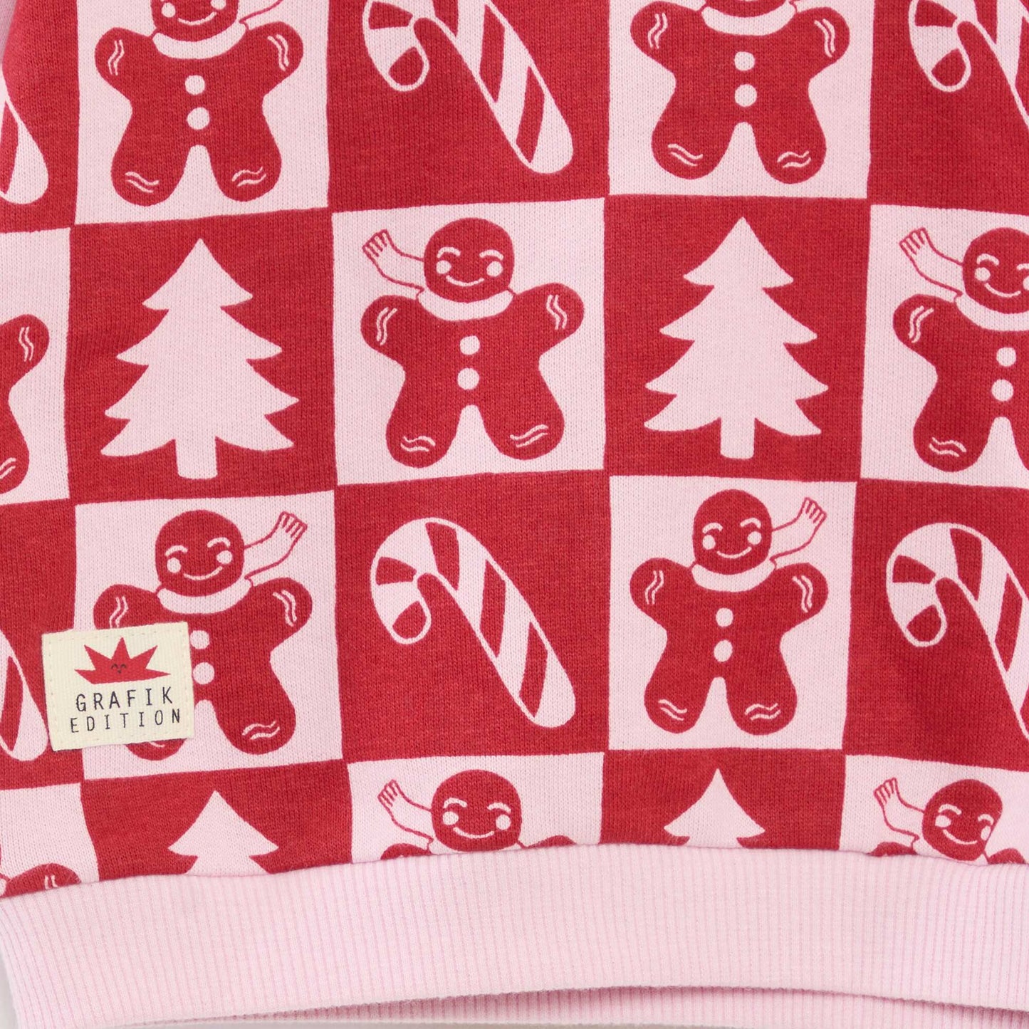 Sweat imprimé Noël en jersey coton ROSE