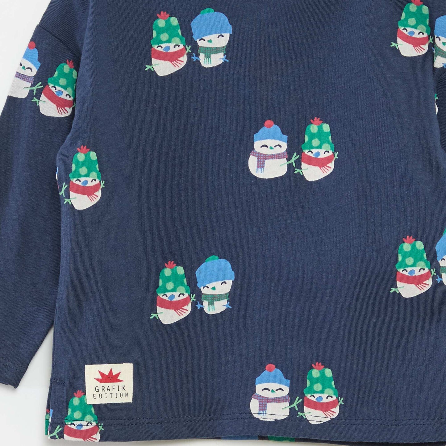 T-shirt imprimé Noël en coton BLEU
