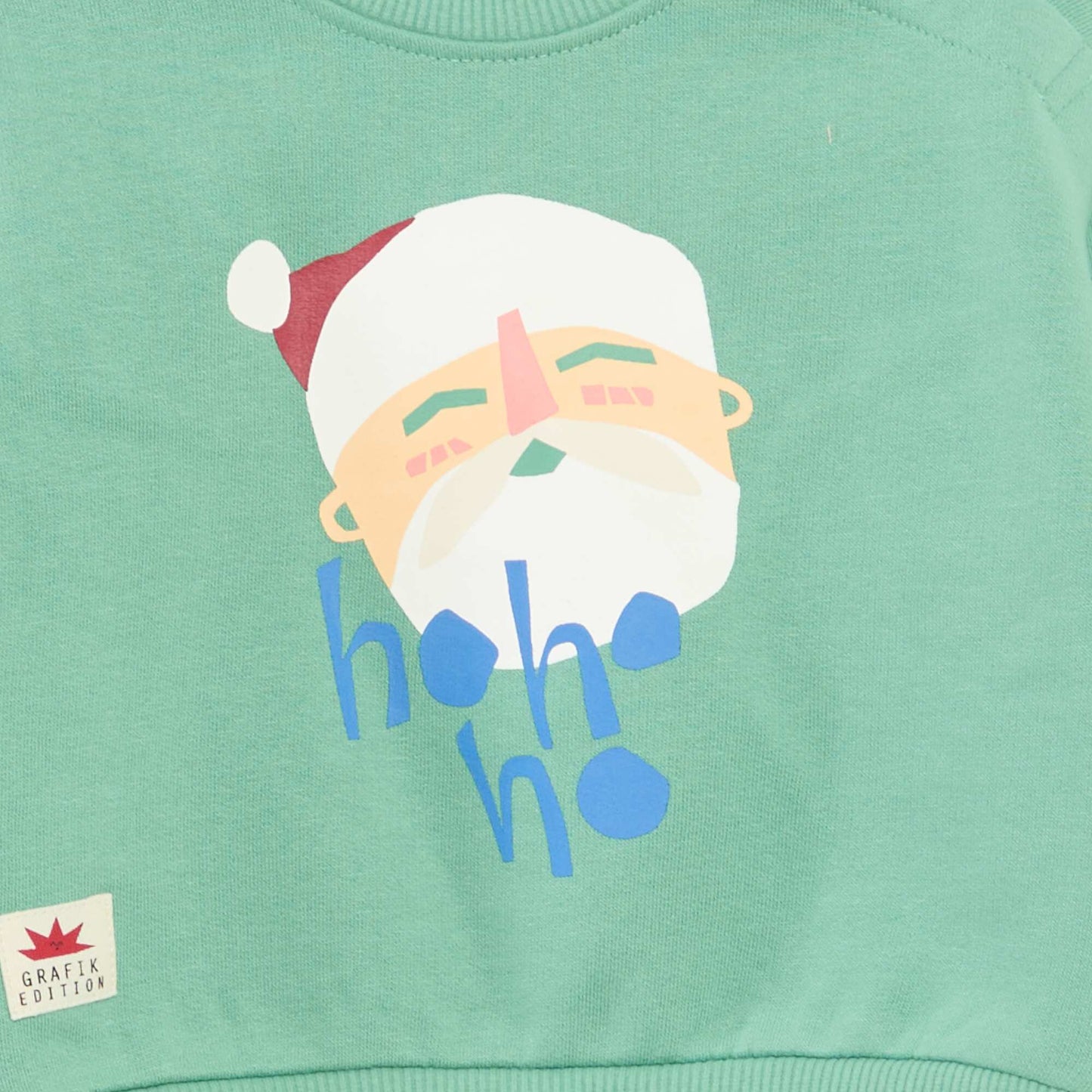 Sweat imprimé Noël en polaire coton VERT