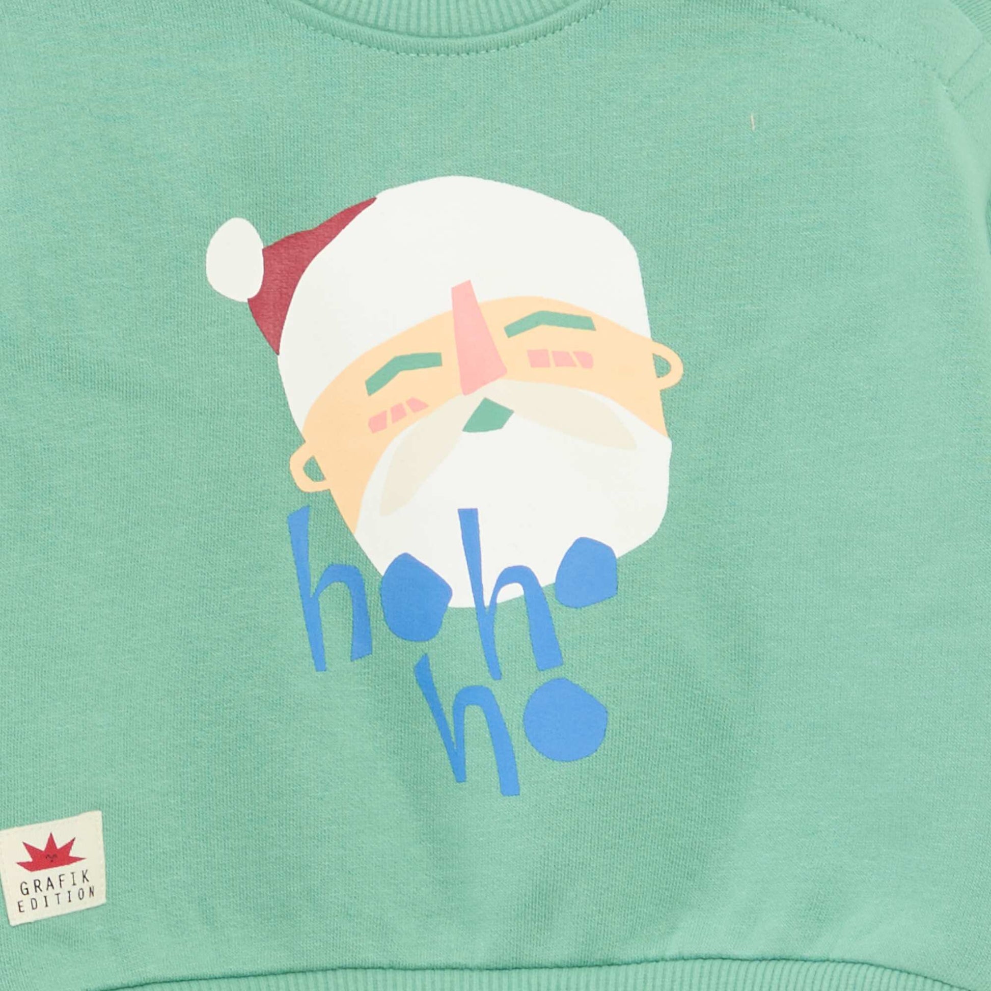 Sweat imprimé Noël en polaire coton VERT