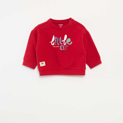 Sweat imprimé Noël en polaire coton ROUGE