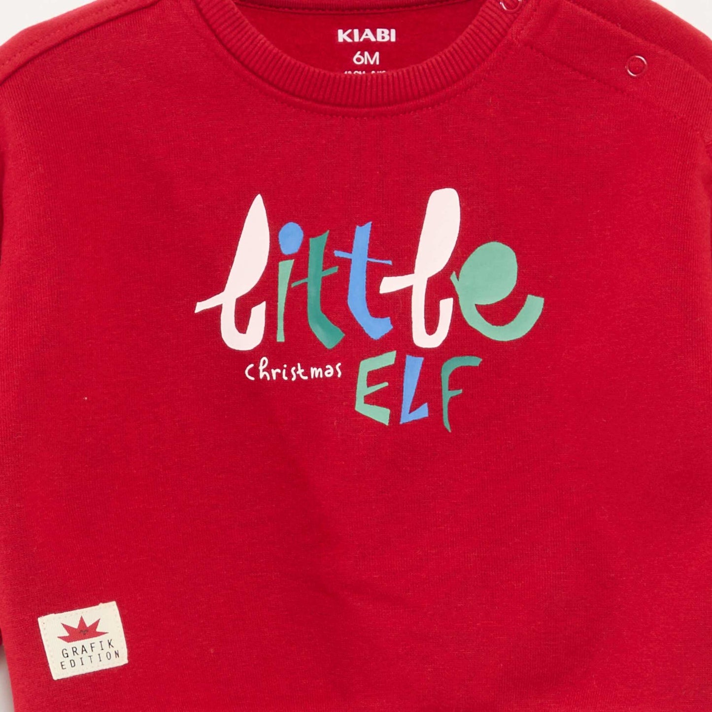 Sweat imprimé Noël en polaire coton ROUGE