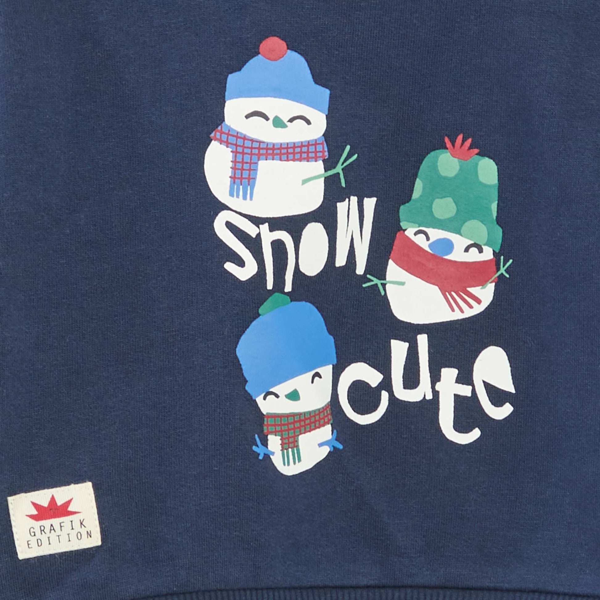Sweat imprimé Noël en polaire coton BLEU