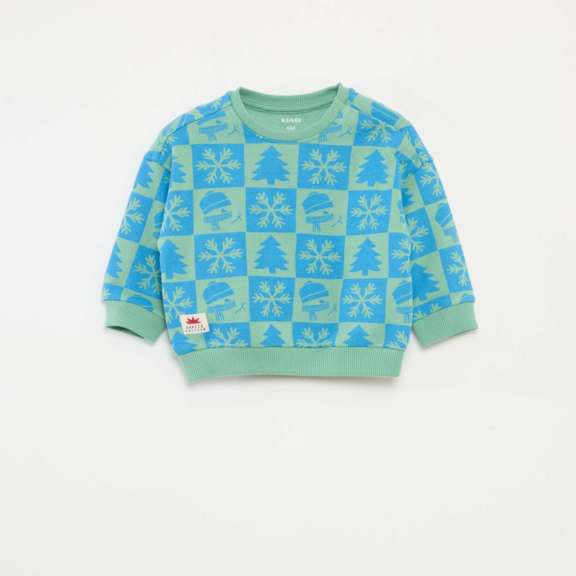 Sweat imprimé Noël en polaire coton VERT