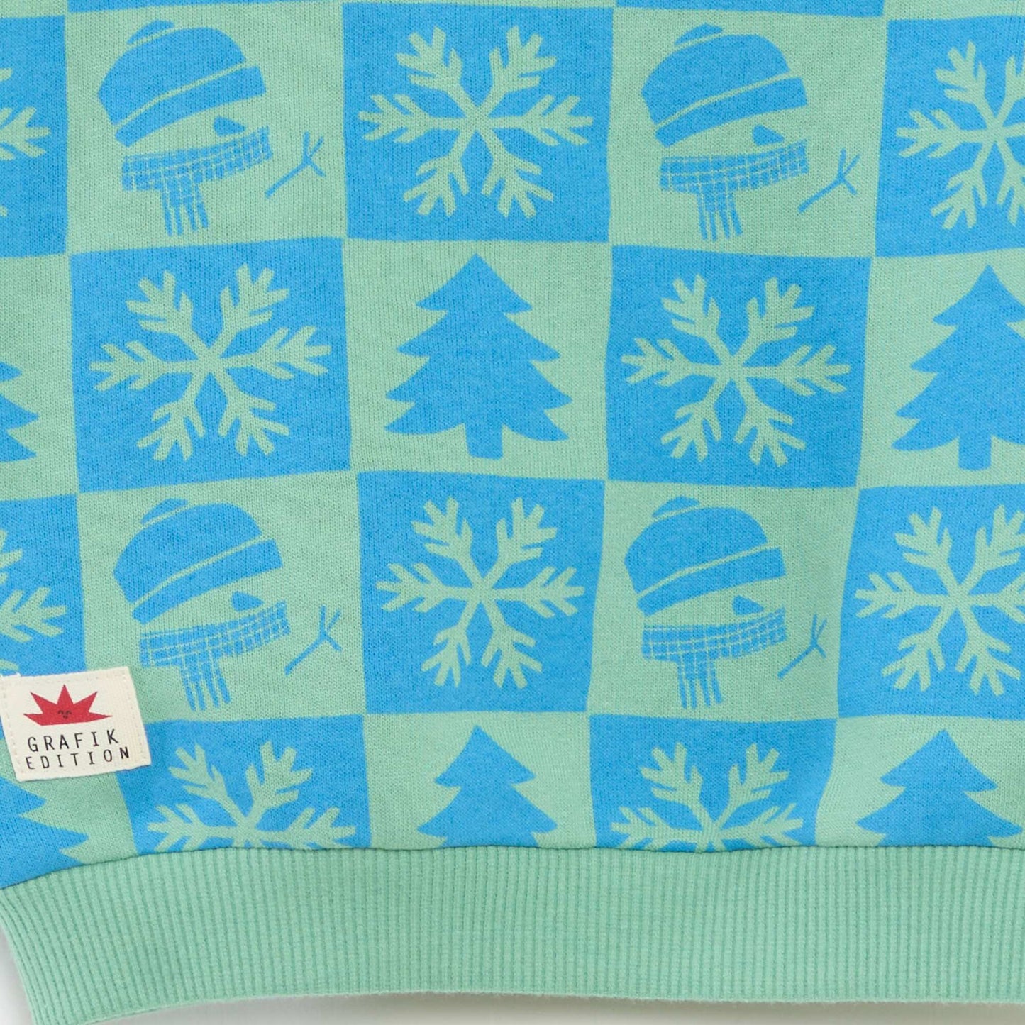 Sweat imprimé Noël en polaire coton VERT
