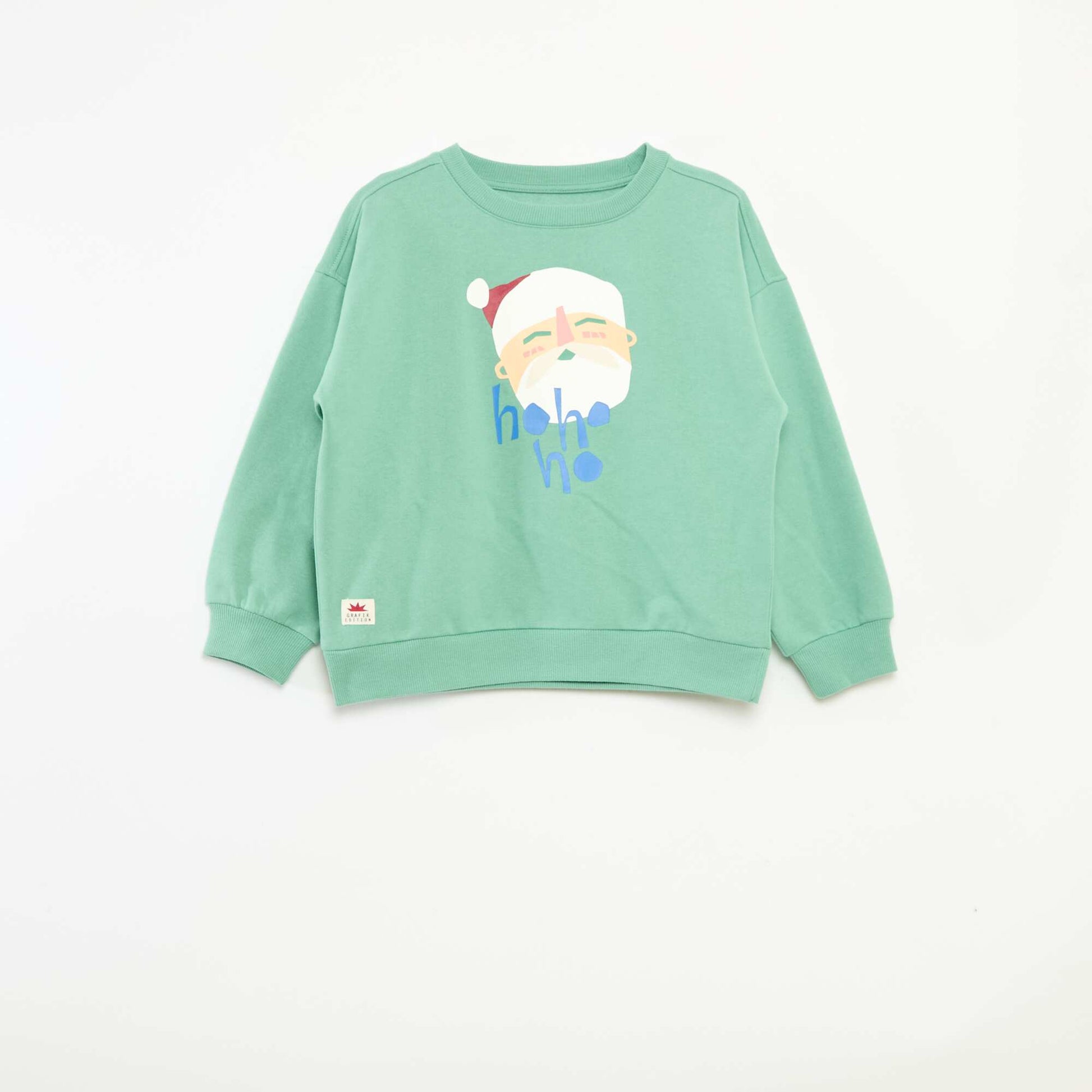 Pull de Noël imprimé en coton VERT