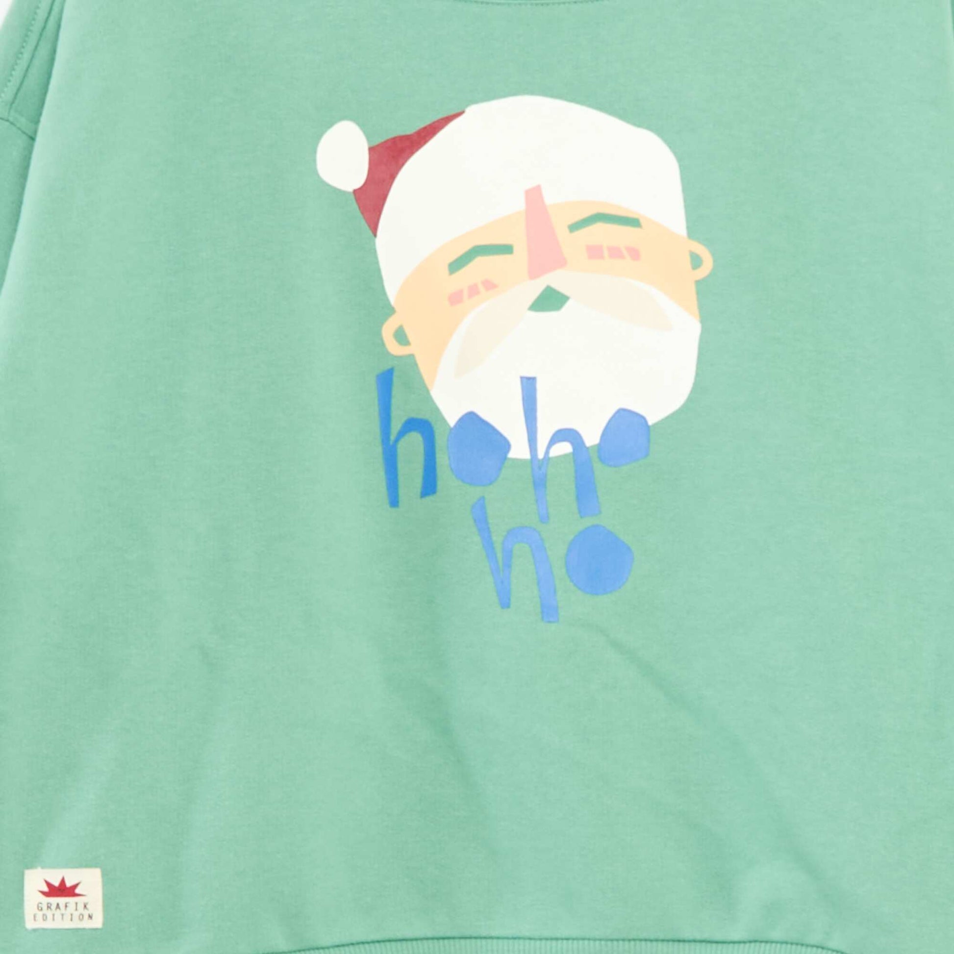 Pull de Noël imprimé en coton VERT