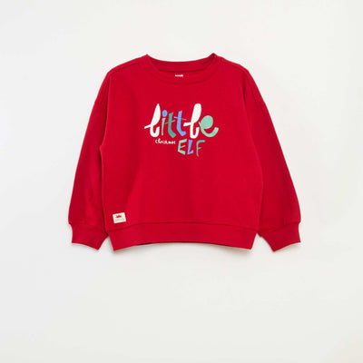 Pull de Noël imprimé en coton ROUGE