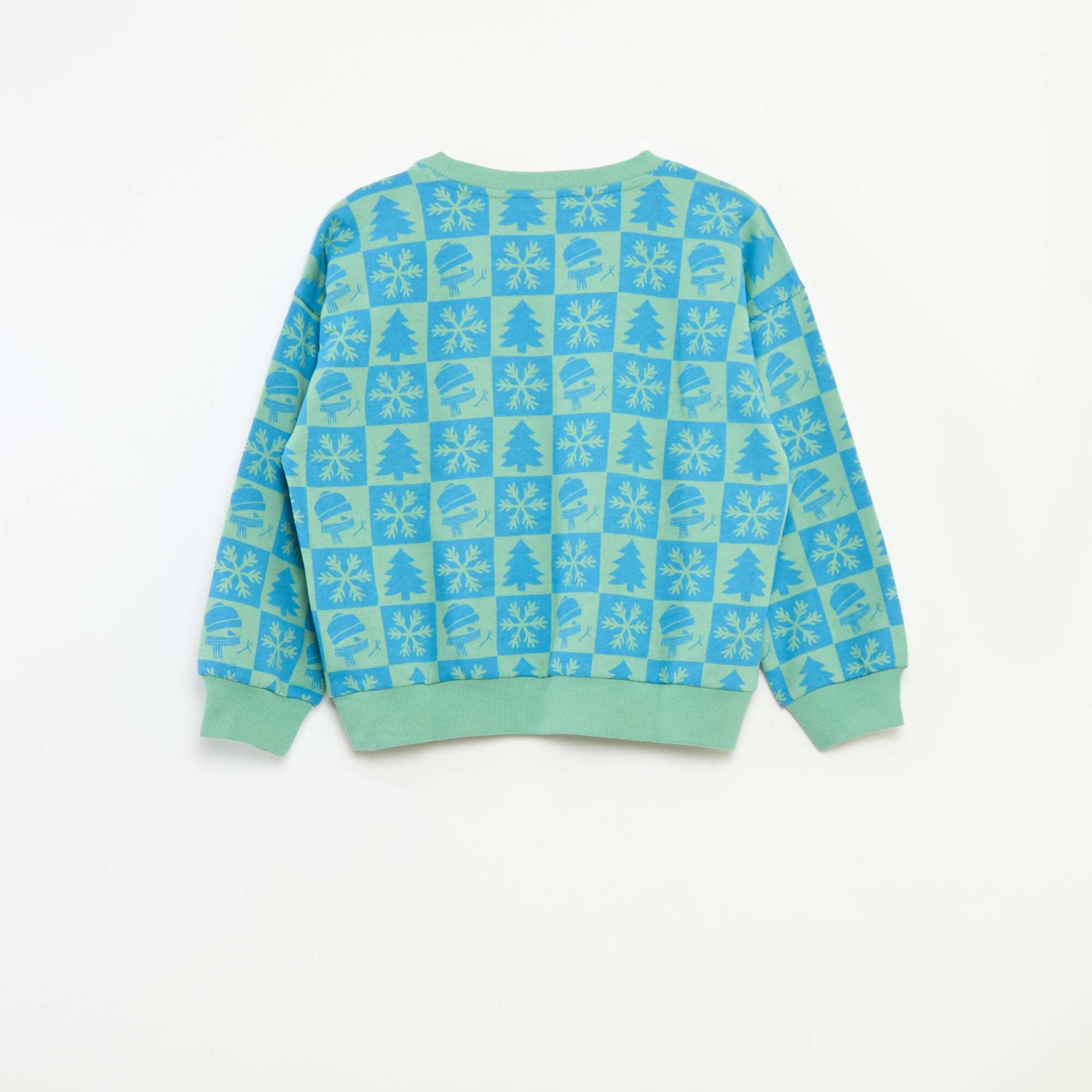Pull de Noël imprimé en coton VERT