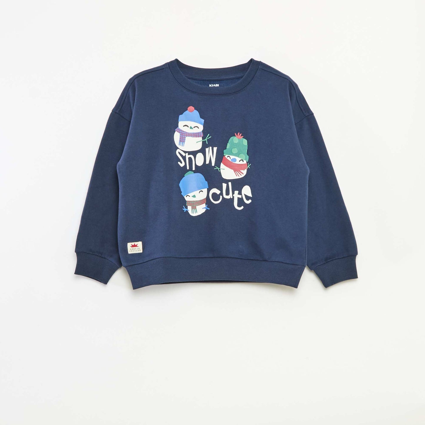 Pull de Noël imprimé en coton BLEU