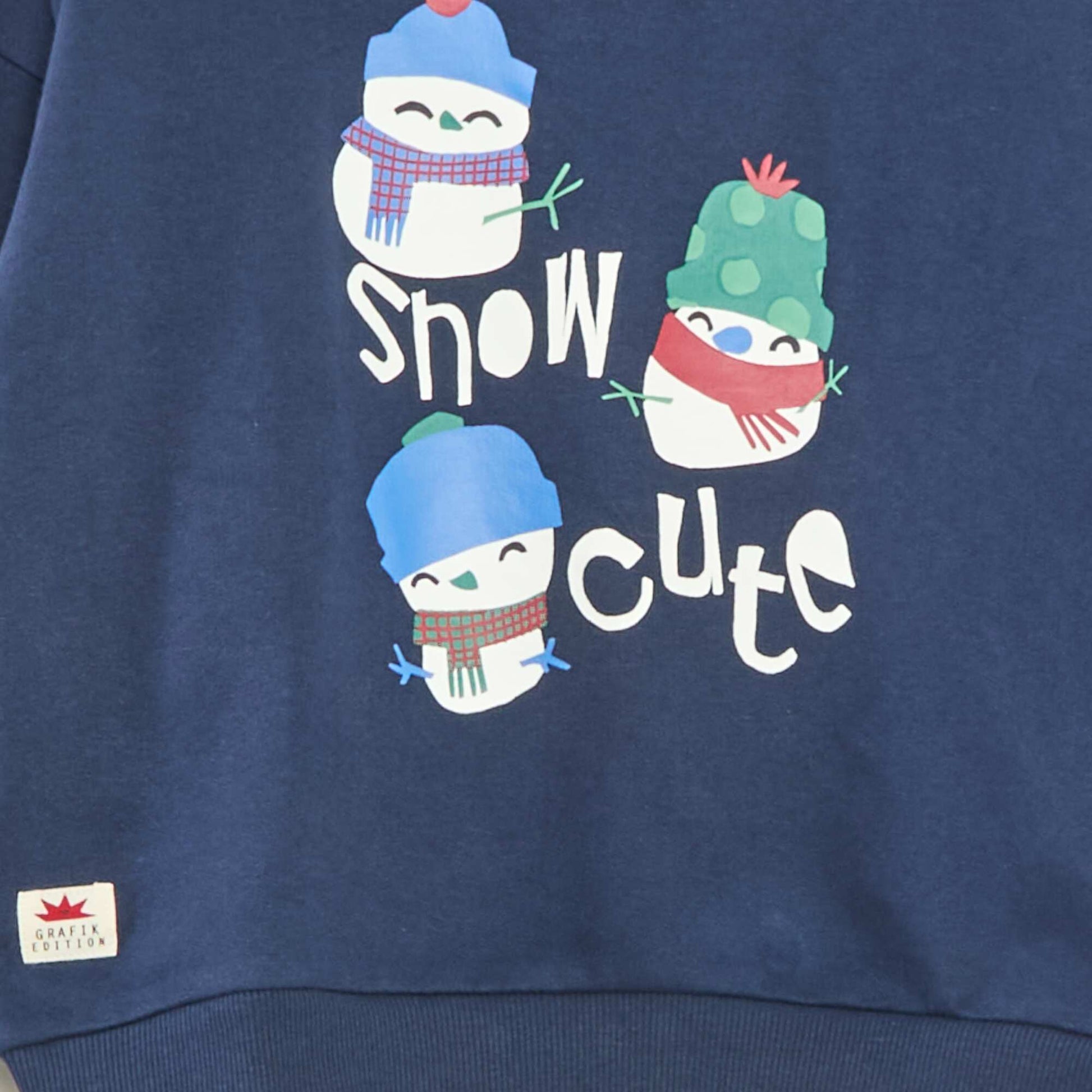 Pull de Noël imprimé en coton BLEU
