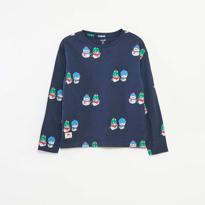 T-shirt Noël loose fit en jersey coton BLEU