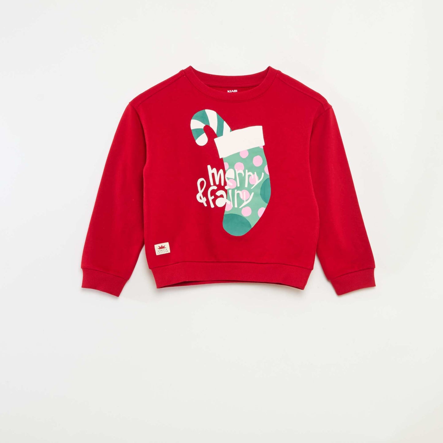 Pull de Noël à motif imprimé en coton ROUGE