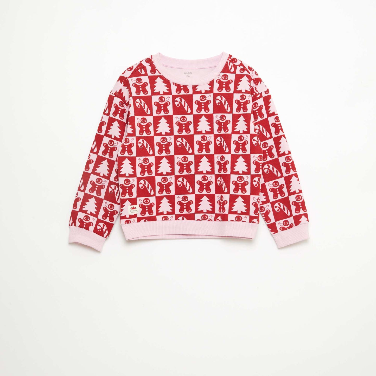 Pull de Noël à motif all-over en coton ROSE