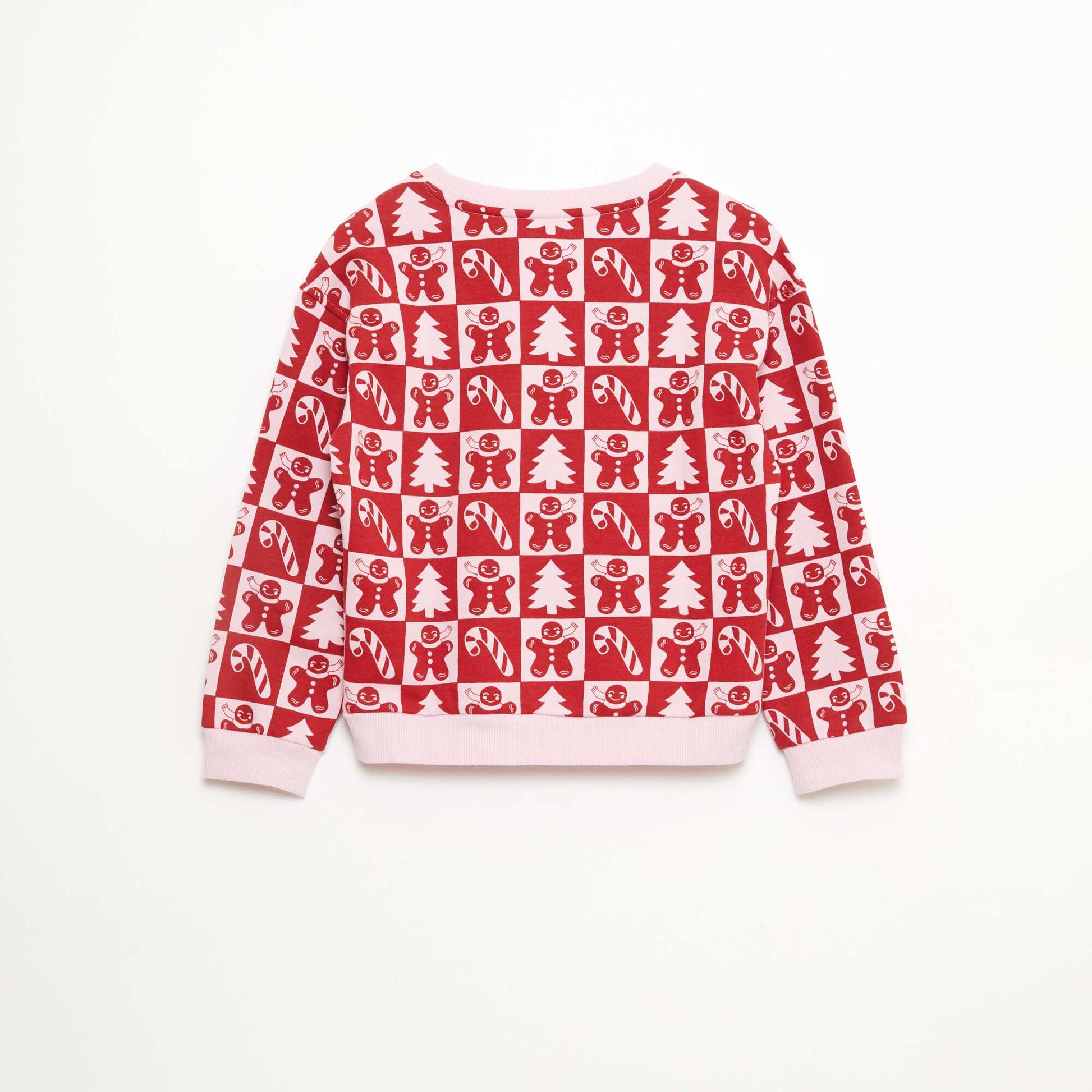 Pull de Noël à motif all-over en coton ROSE