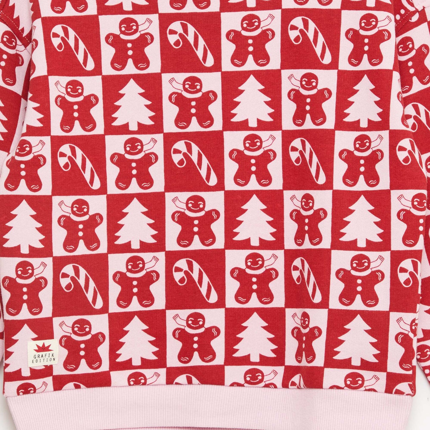 Pull de Noël à motif all-over en coton ROSE