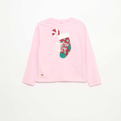 T-shirt manches longues imprimé ROSE