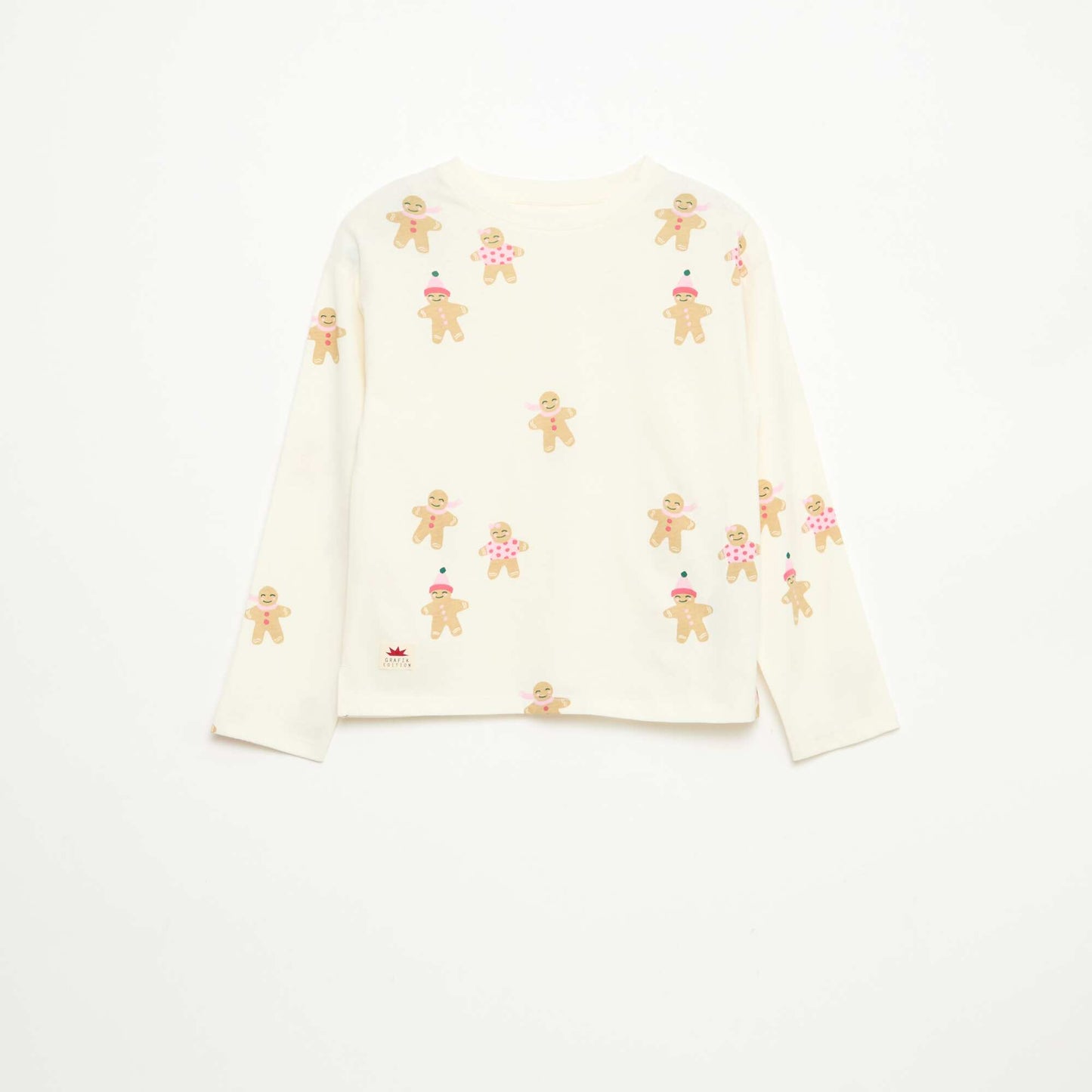 T-shirt manches longues imprimé BLANC