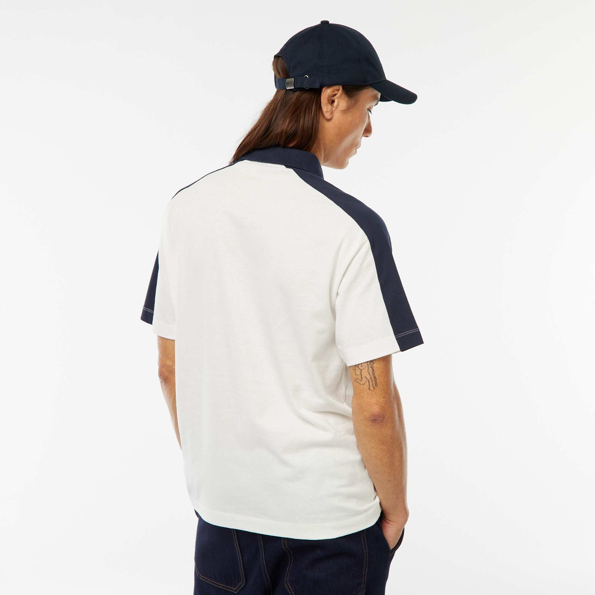 Polo en coton style équipe de baseball américaine BLANC