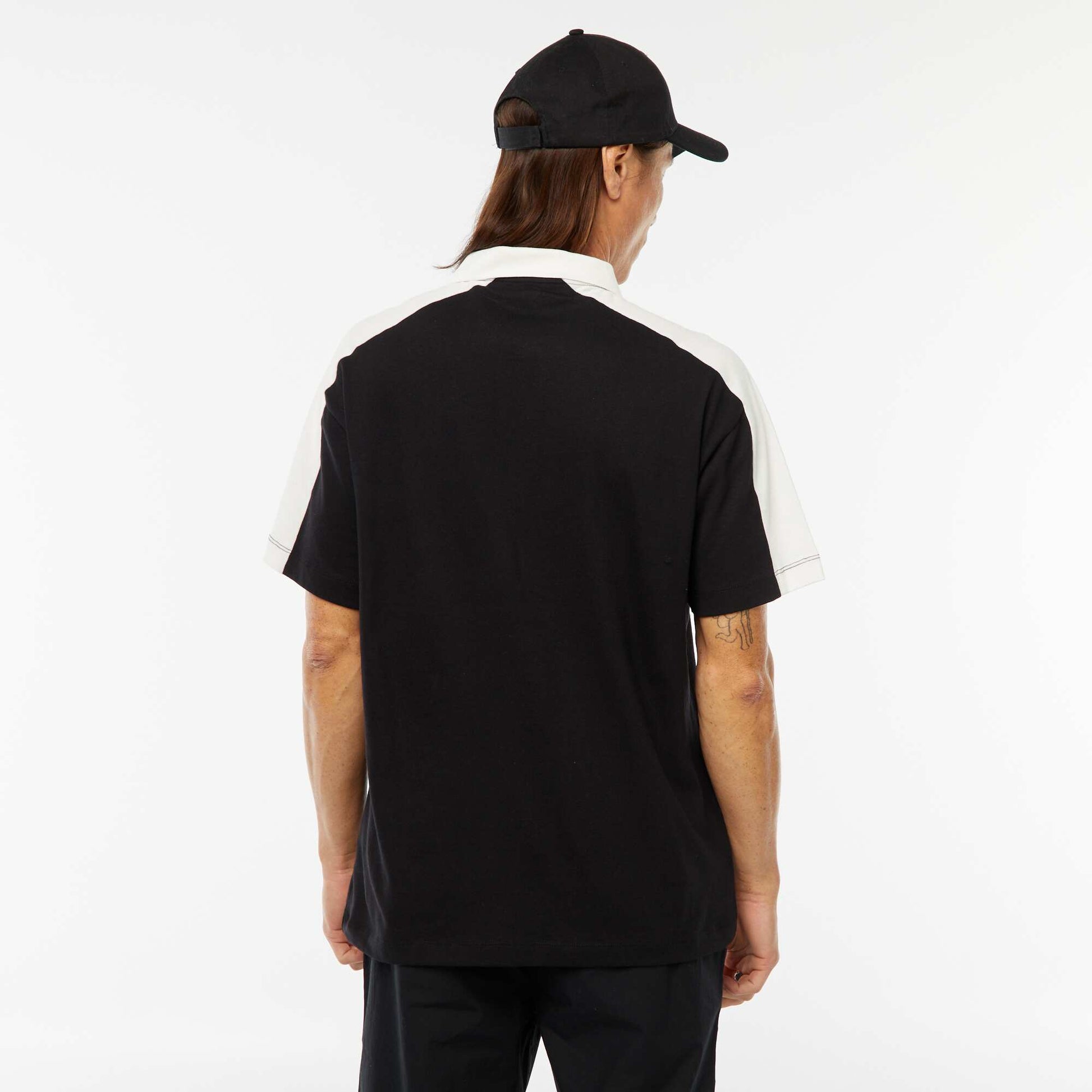 Polo en coton style équipe de baseball américaine NOIR