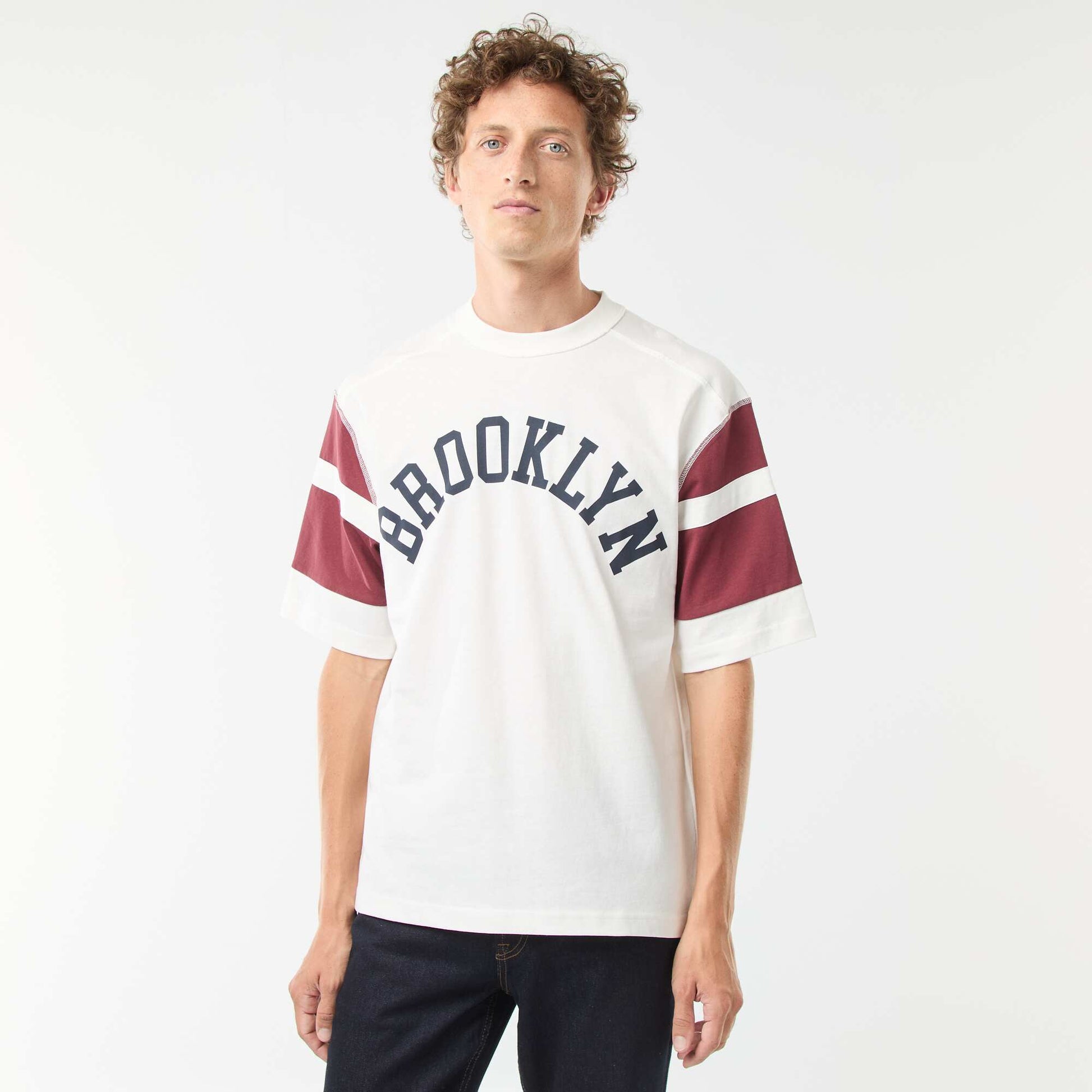T-shirt imprimé style sport 'Brooklin' à manches courtes ROUGE